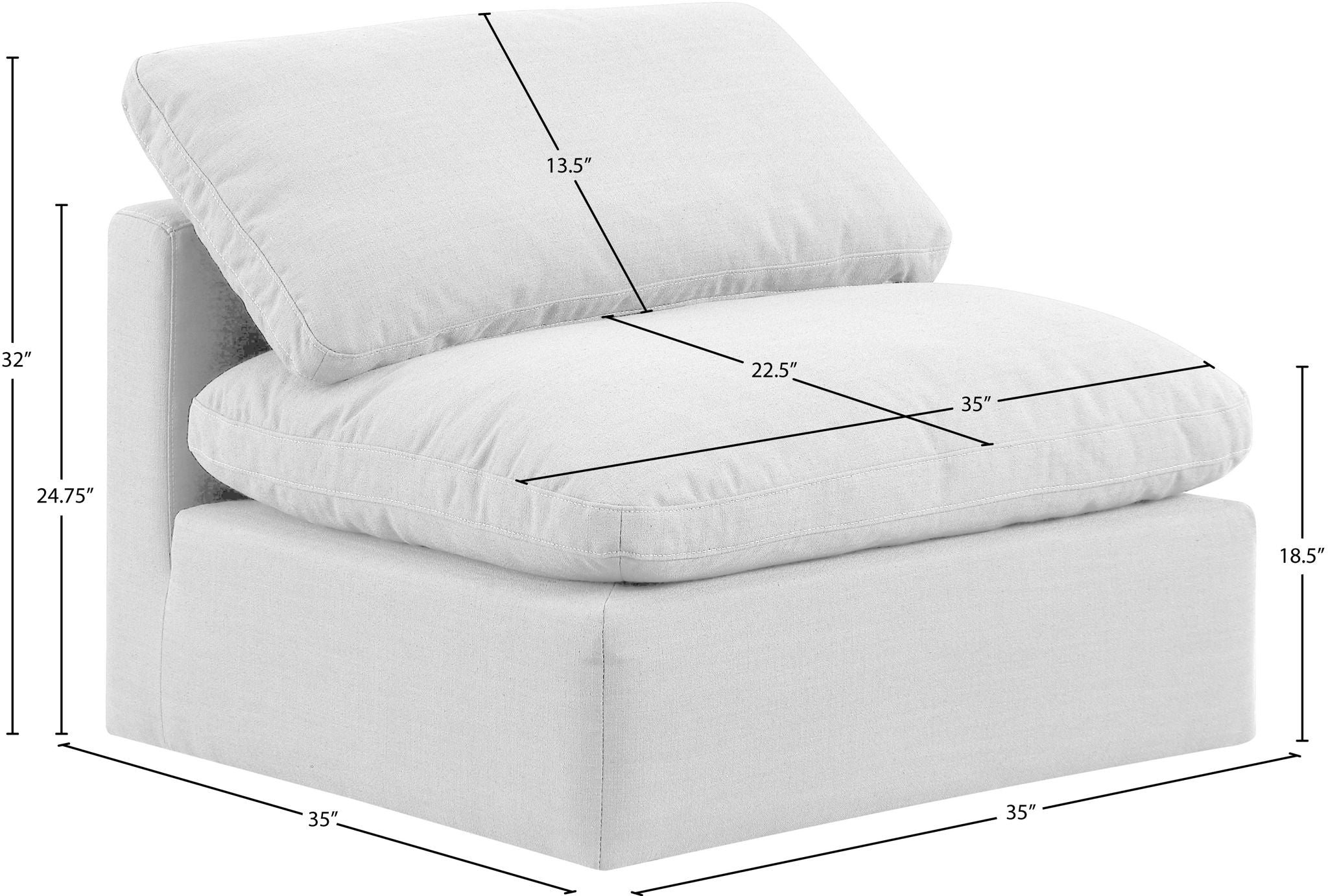 Indulge - Linen Armless Chair - White