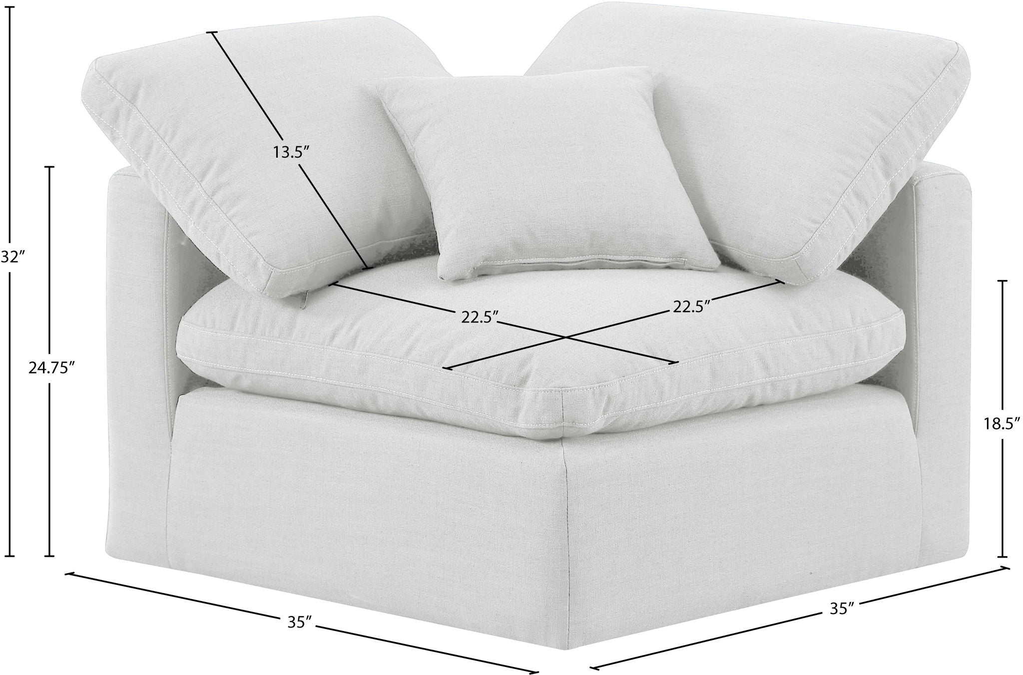 Indulge - Linen Corner Chair - White