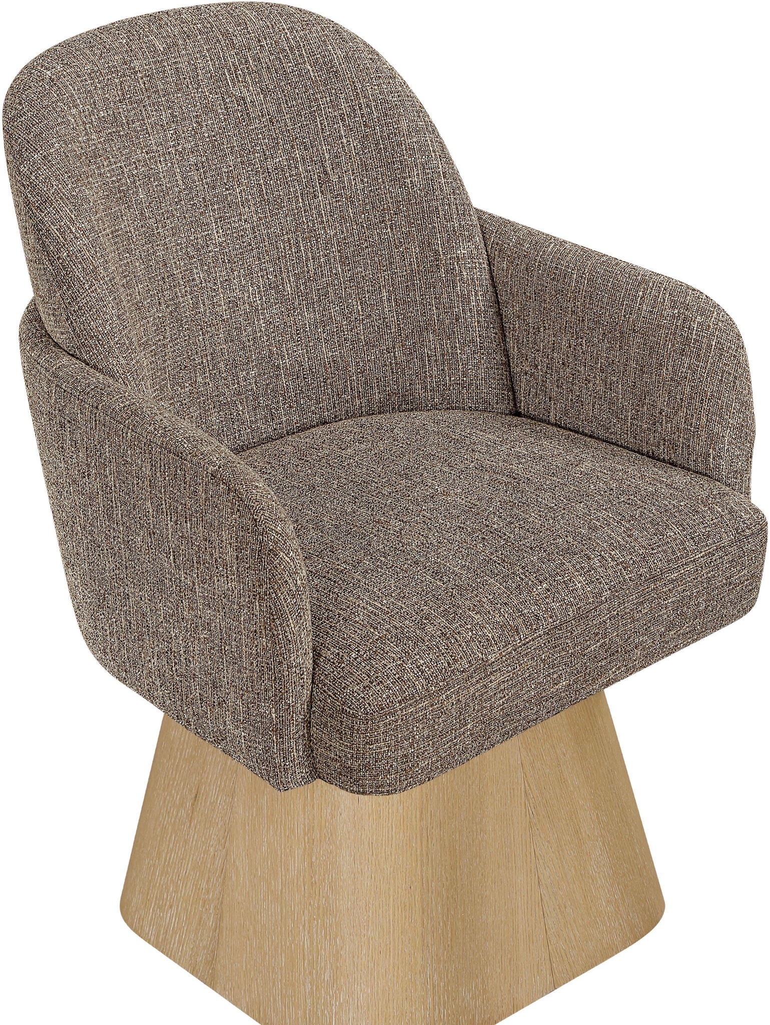 Marlowe - Linen Textured Fabric Upholstered Swivel Dining Arm Chair - Stained Natural