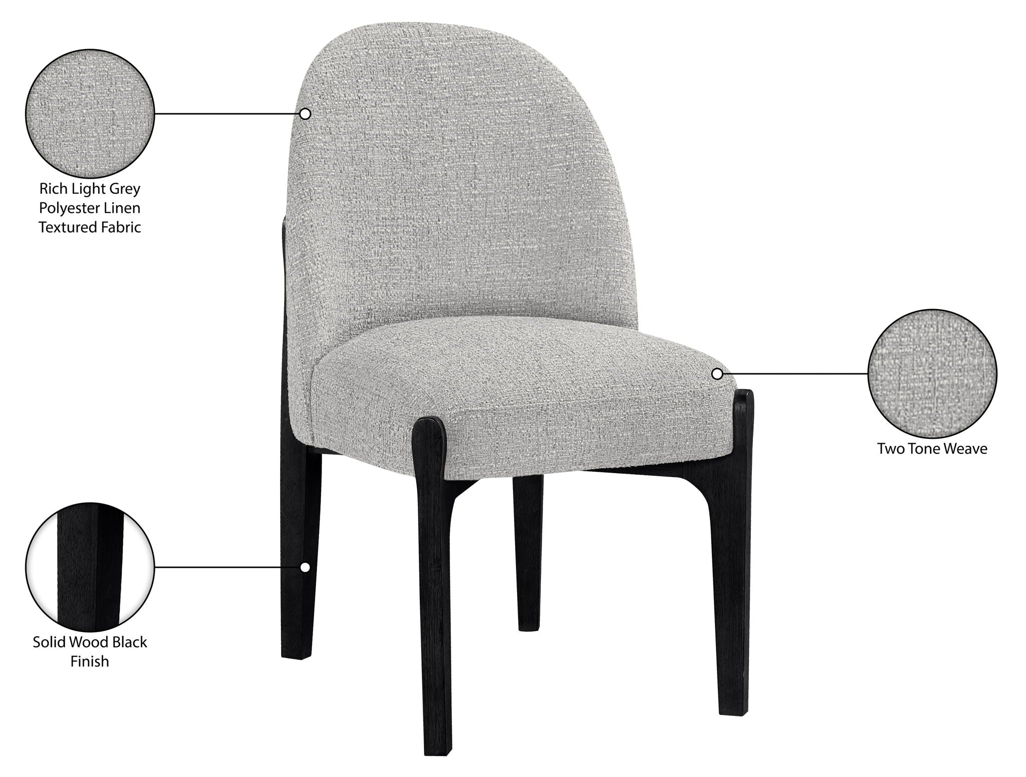 Torino - Upholstered Dining Chair With Brushed Black Base (Set of 2)