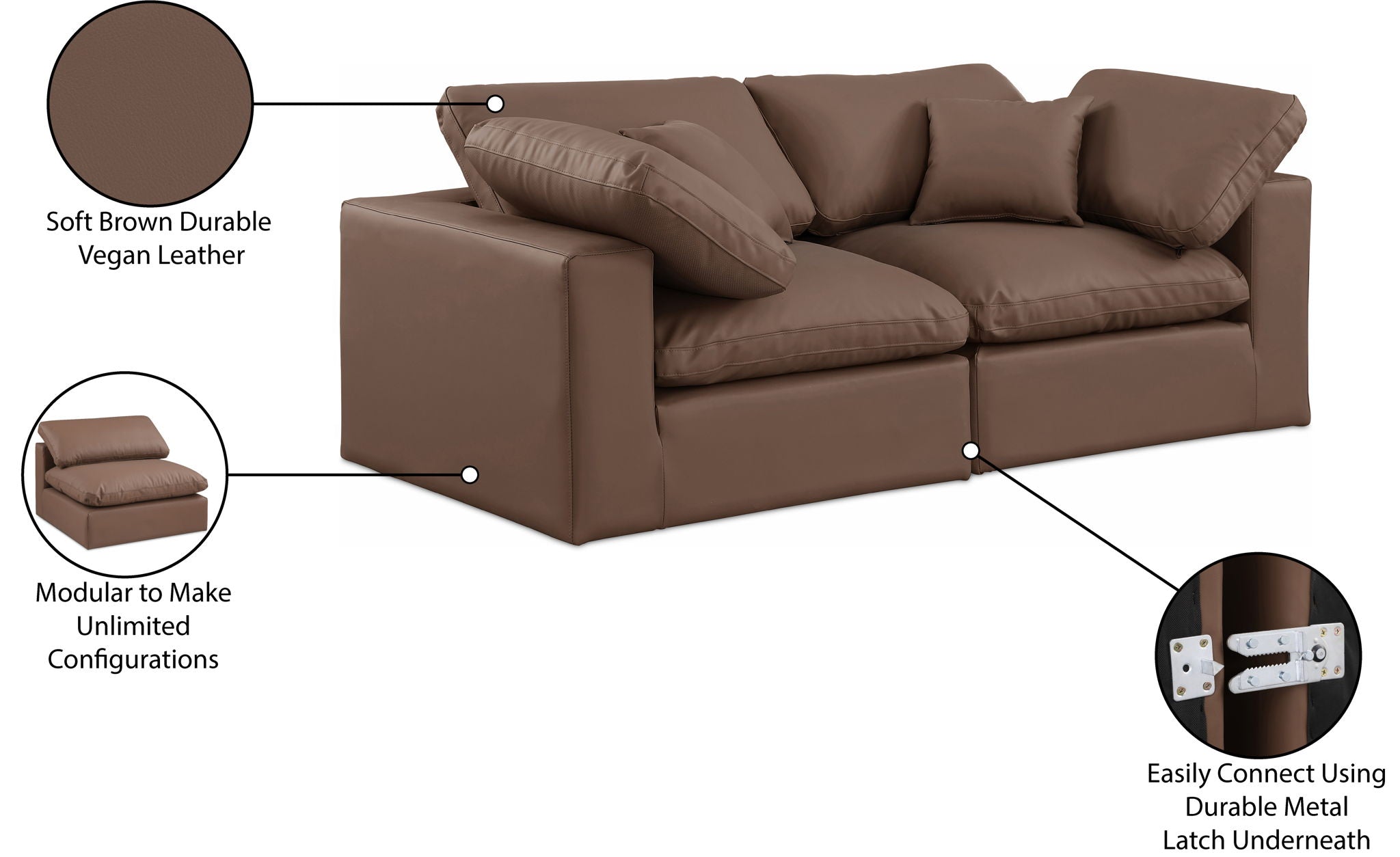 Comfy - Faux Leather Modular Sofa 2 Seats