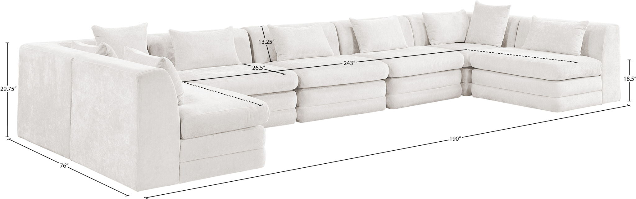 Stellar - 7 Piece Chenille Fabric Upholstered Modular Sectional