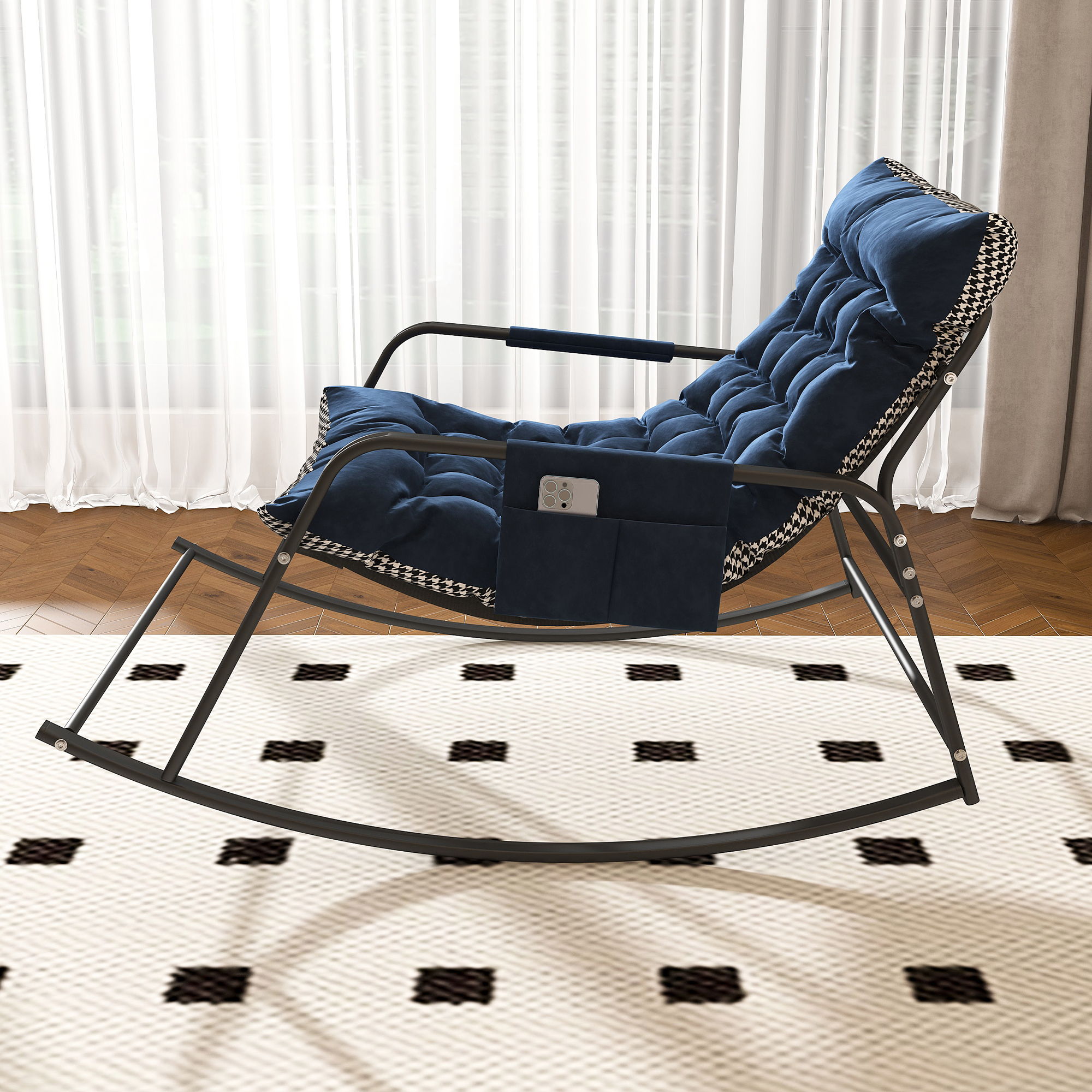 Rocking Chair With Storage, Cushions & Armrests