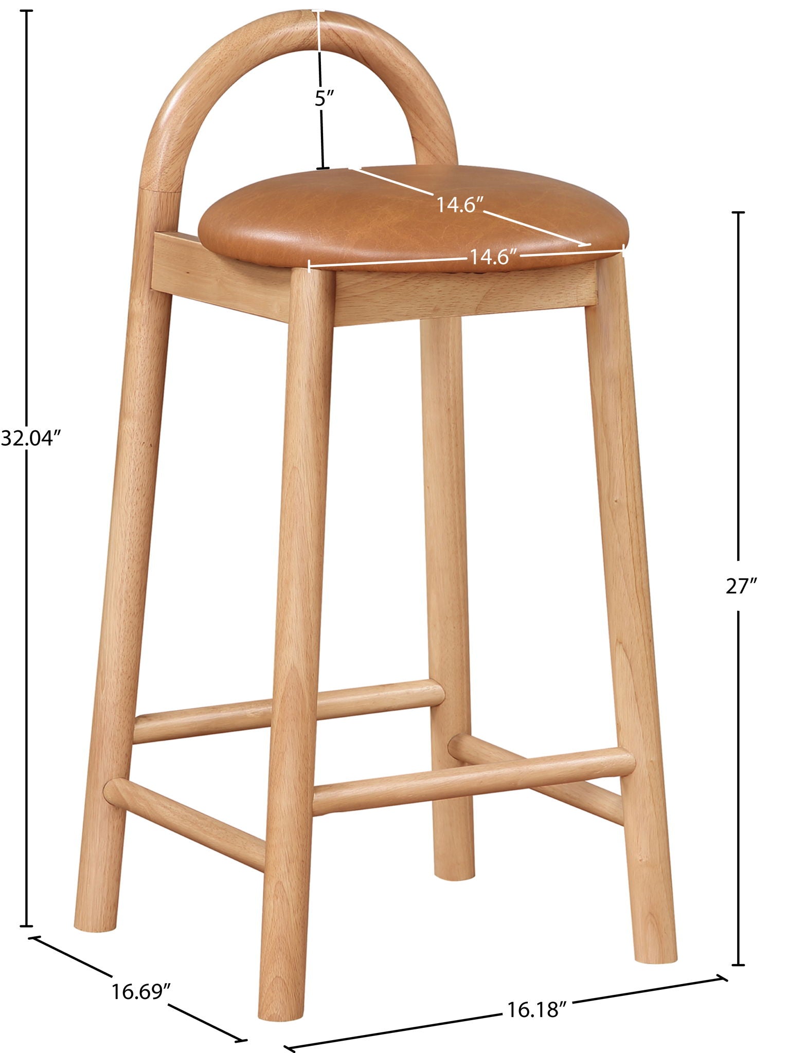Calvin - Faux Leather Stool - Light Brown Legs