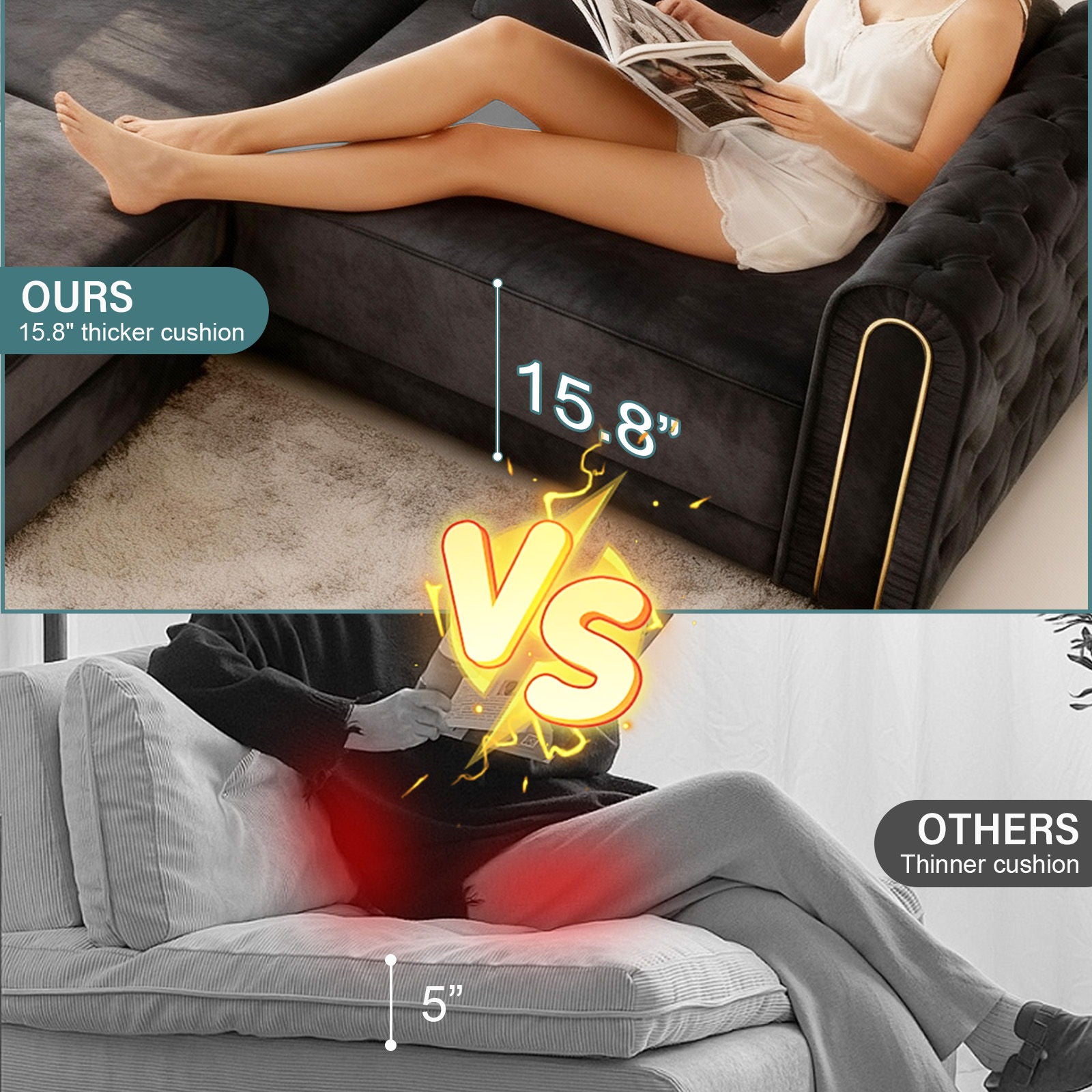 3-In-1 Convertible Sleeper Sofa With Movable Ottoman For Living Room