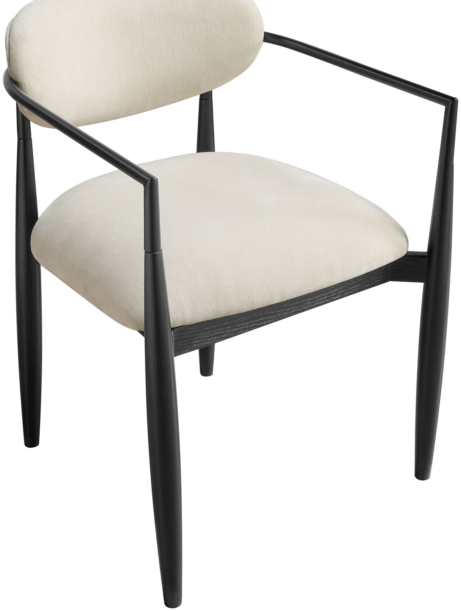 Riccio - Fabric Dining Arm Chair (Set of 2) - Black Frame