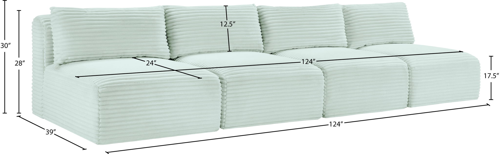 Shaggy - 4 Seat Modular Armless Sofa