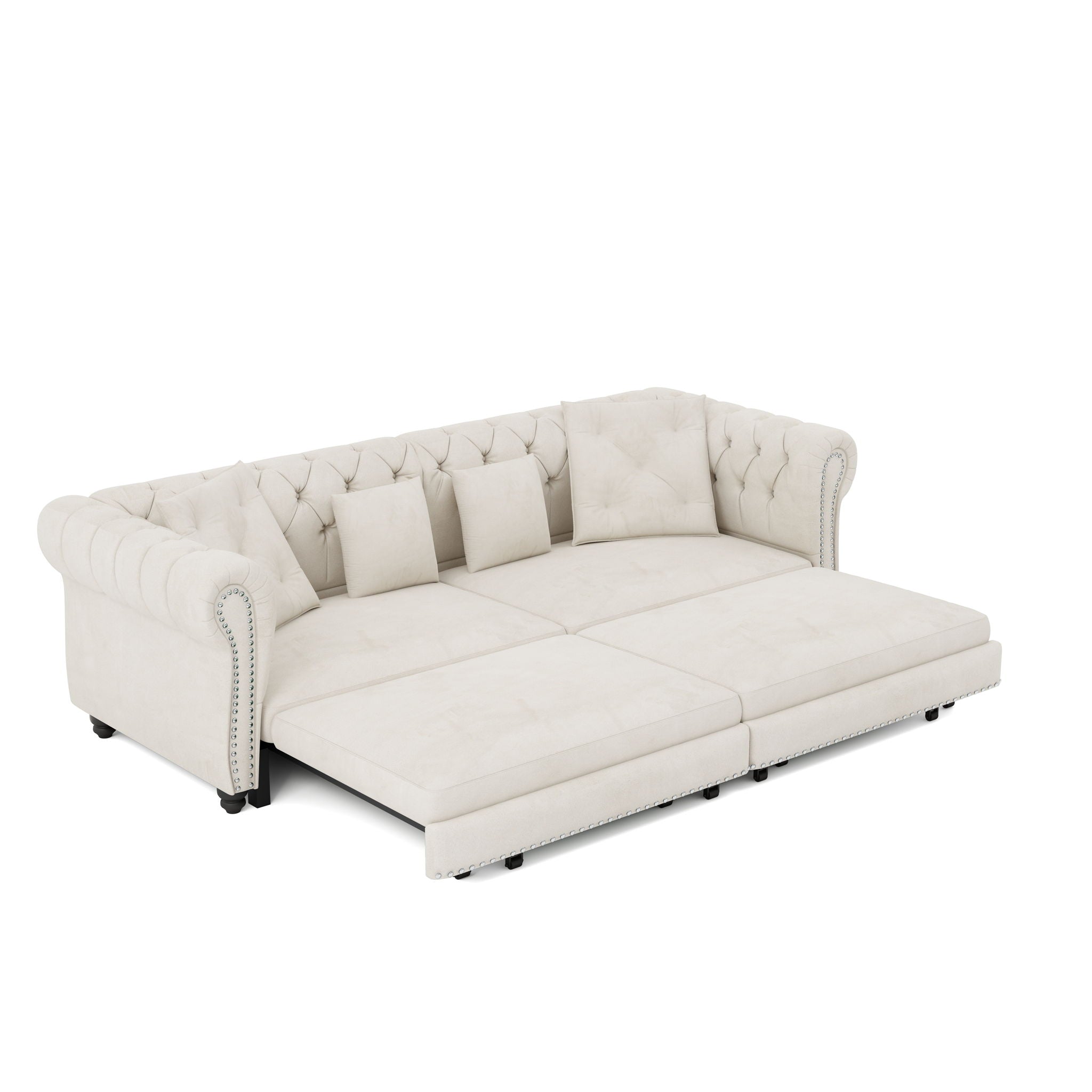 3 In 1 Convertible Sleeper Sofa Bed With Movable Ottoman