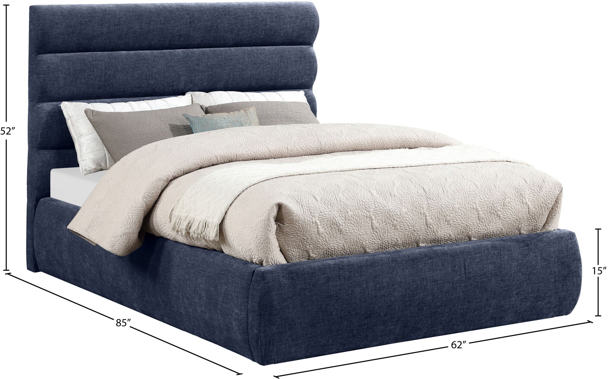 Adam - Chenille Fabric Bed With 52" Headboard
