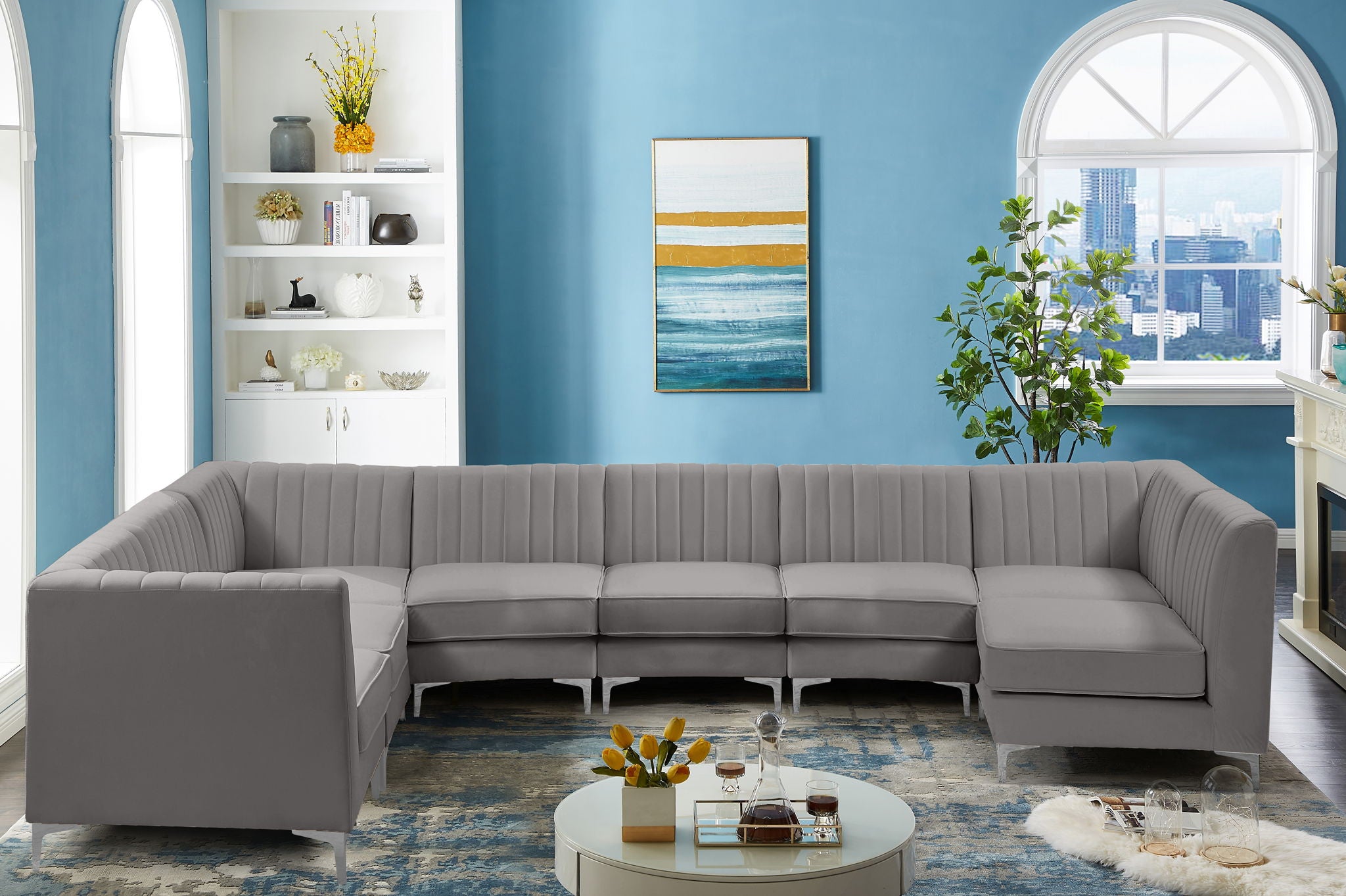 Alina - 8 Piece Velvet Modular Sectional