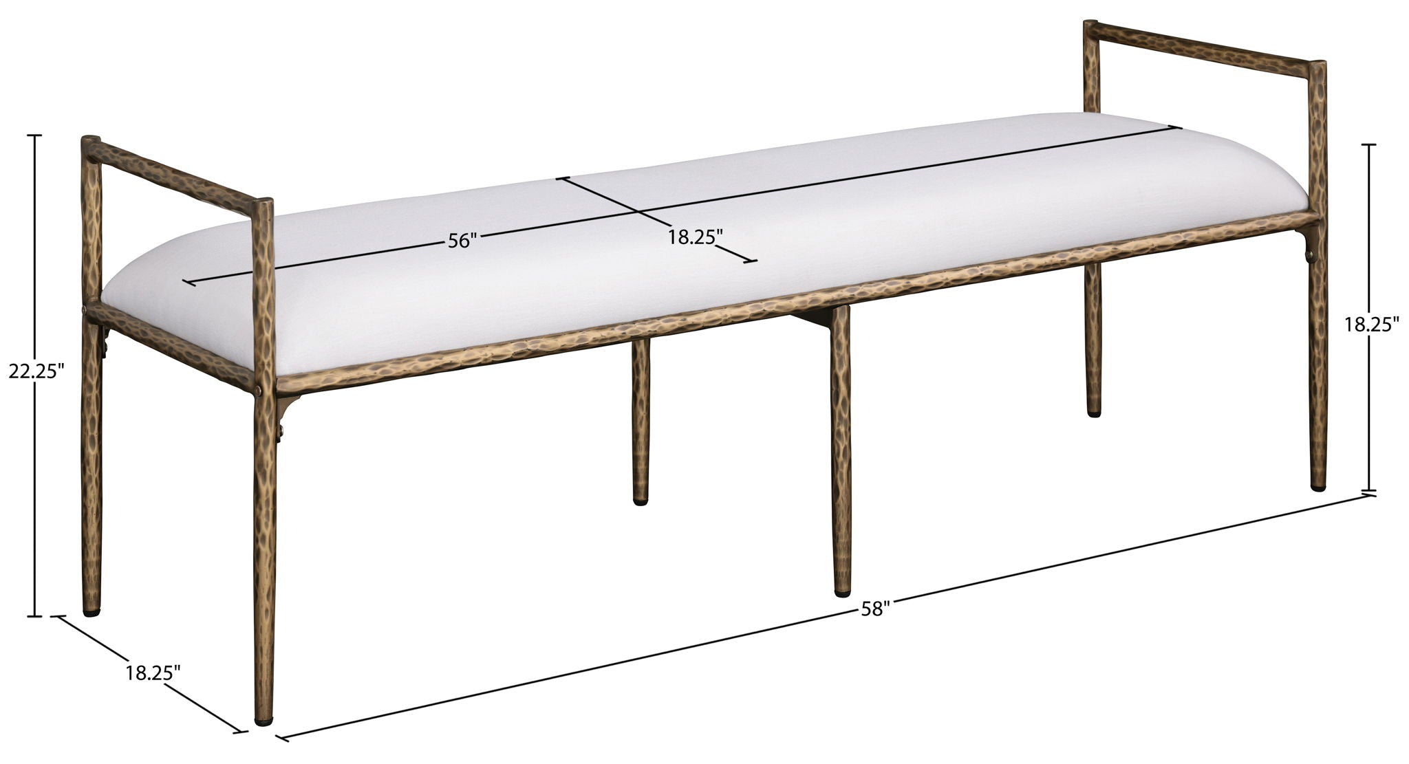 Axis - Linen Textured Cream Fabric Upholstered Bench