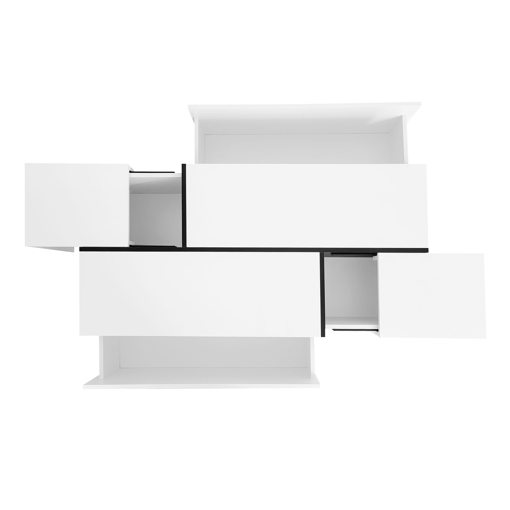 Extendable Coffee Table With 2 Hidden Storage Space And 2 Drawers For Living Room