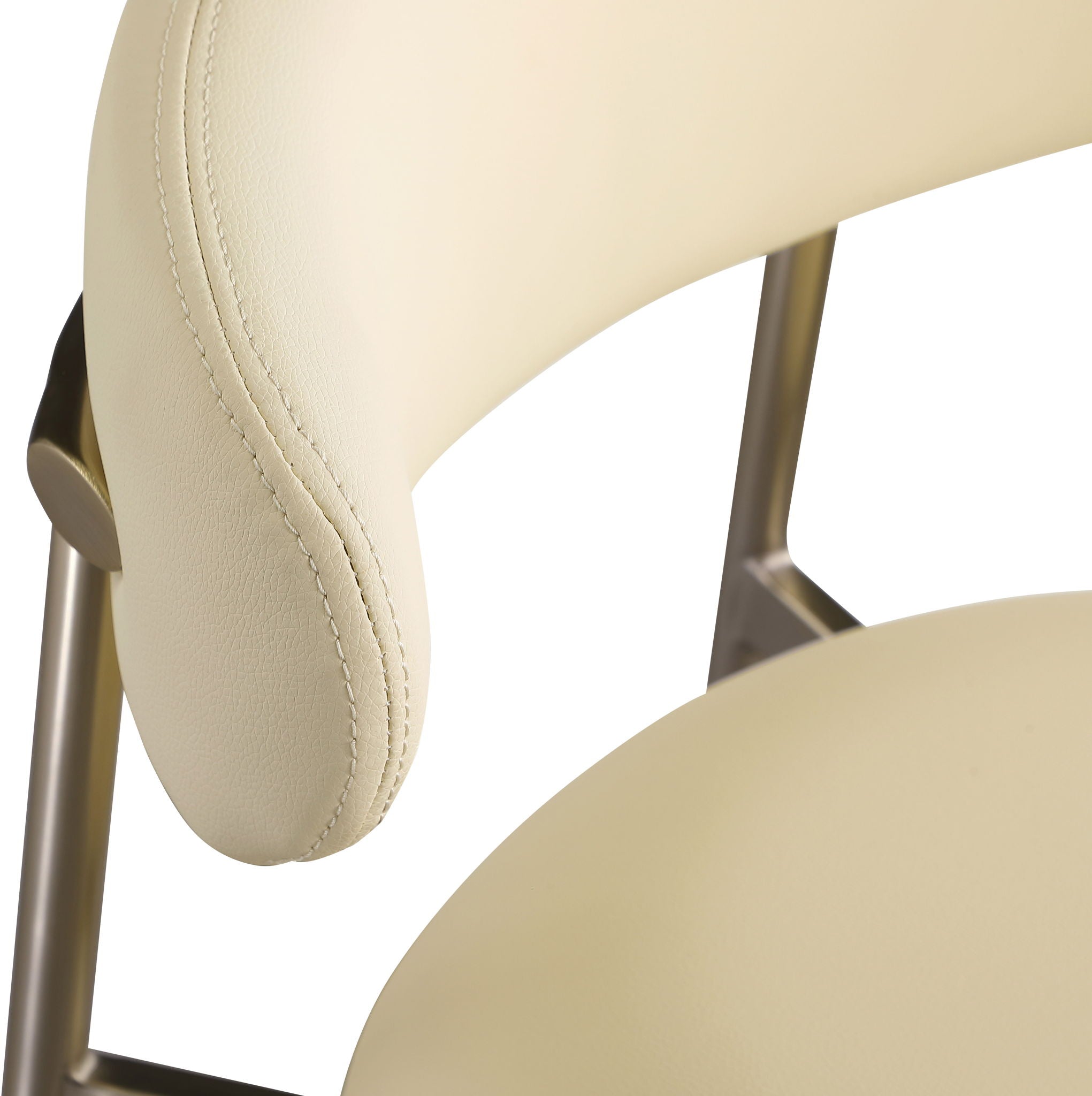 Lupita - Vegan Leather Upholstered Bar Stool (Set of 2) - Cream / Brushed Gold