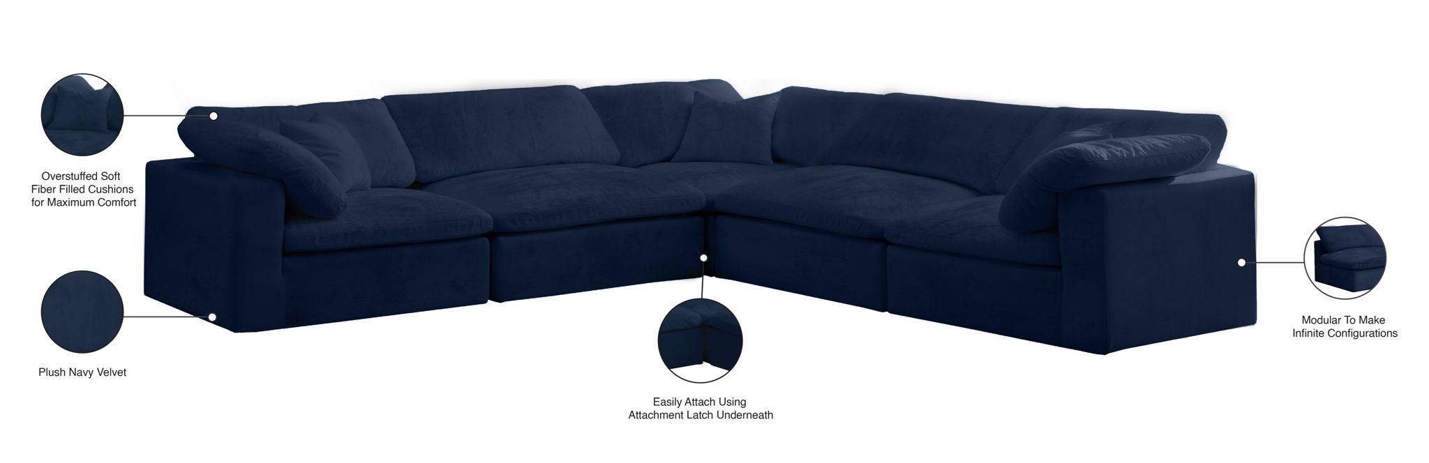 Cozy - 5 Piece Modular Corner Sectional