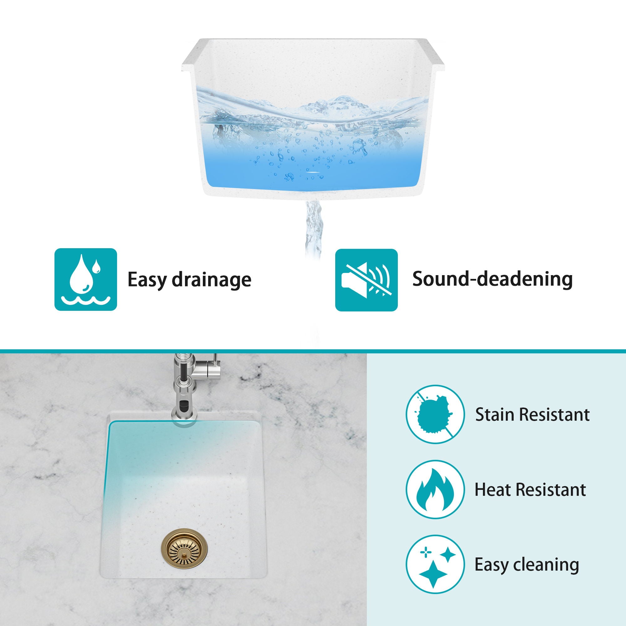 Quartz Composite Undermount Single Bowl Kitchen Sink