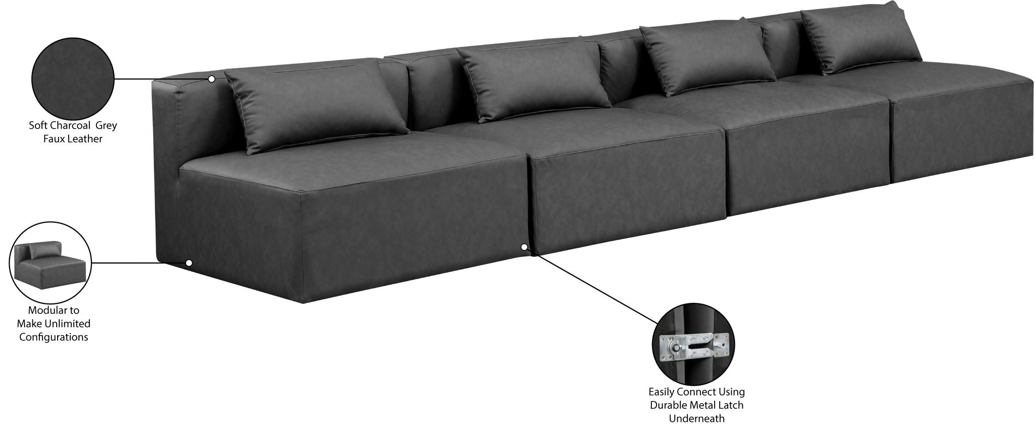 Cube - Modular 4 Seat Armless Sofa