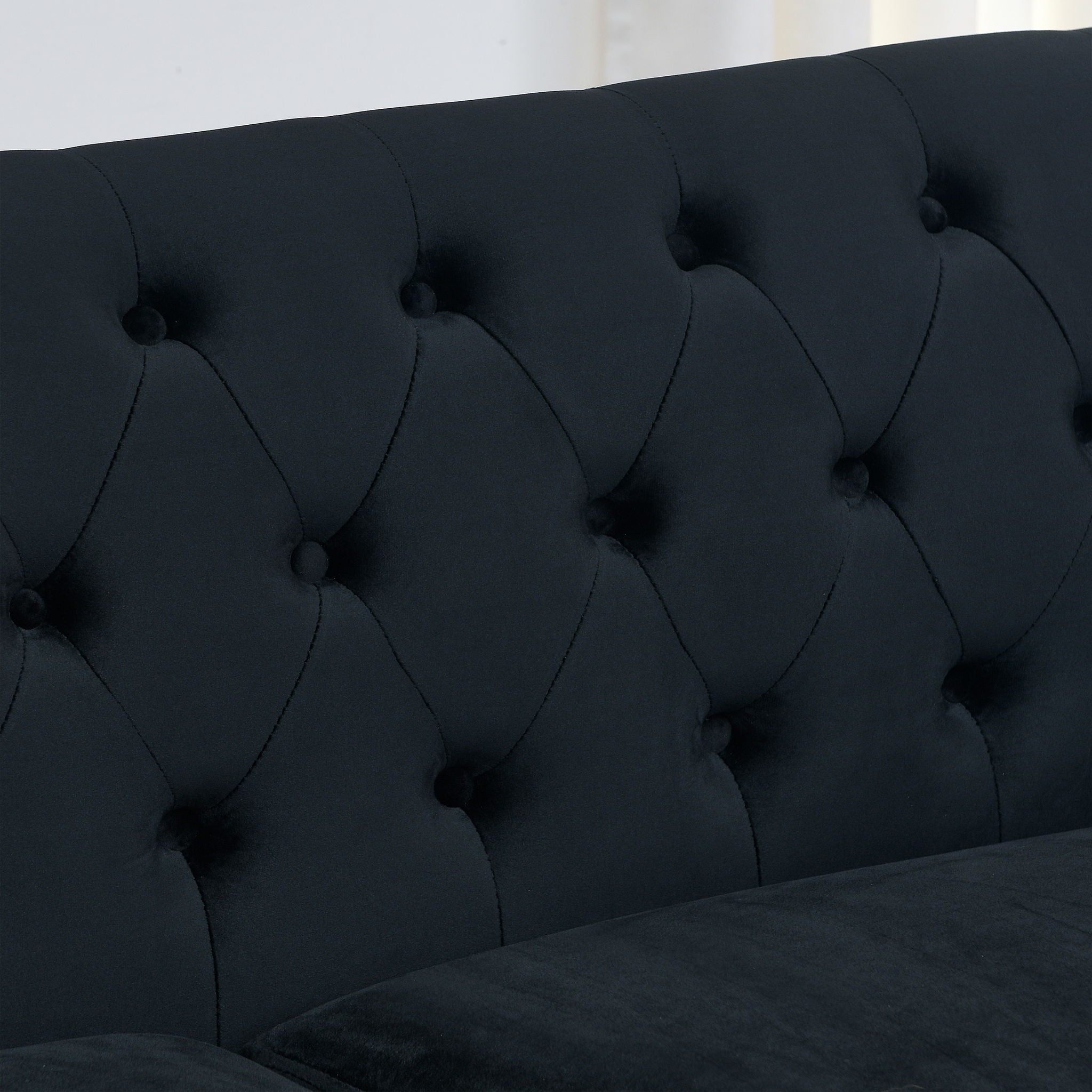 Modern Chesterfield Sofa With Tufted Backrest For Living Room