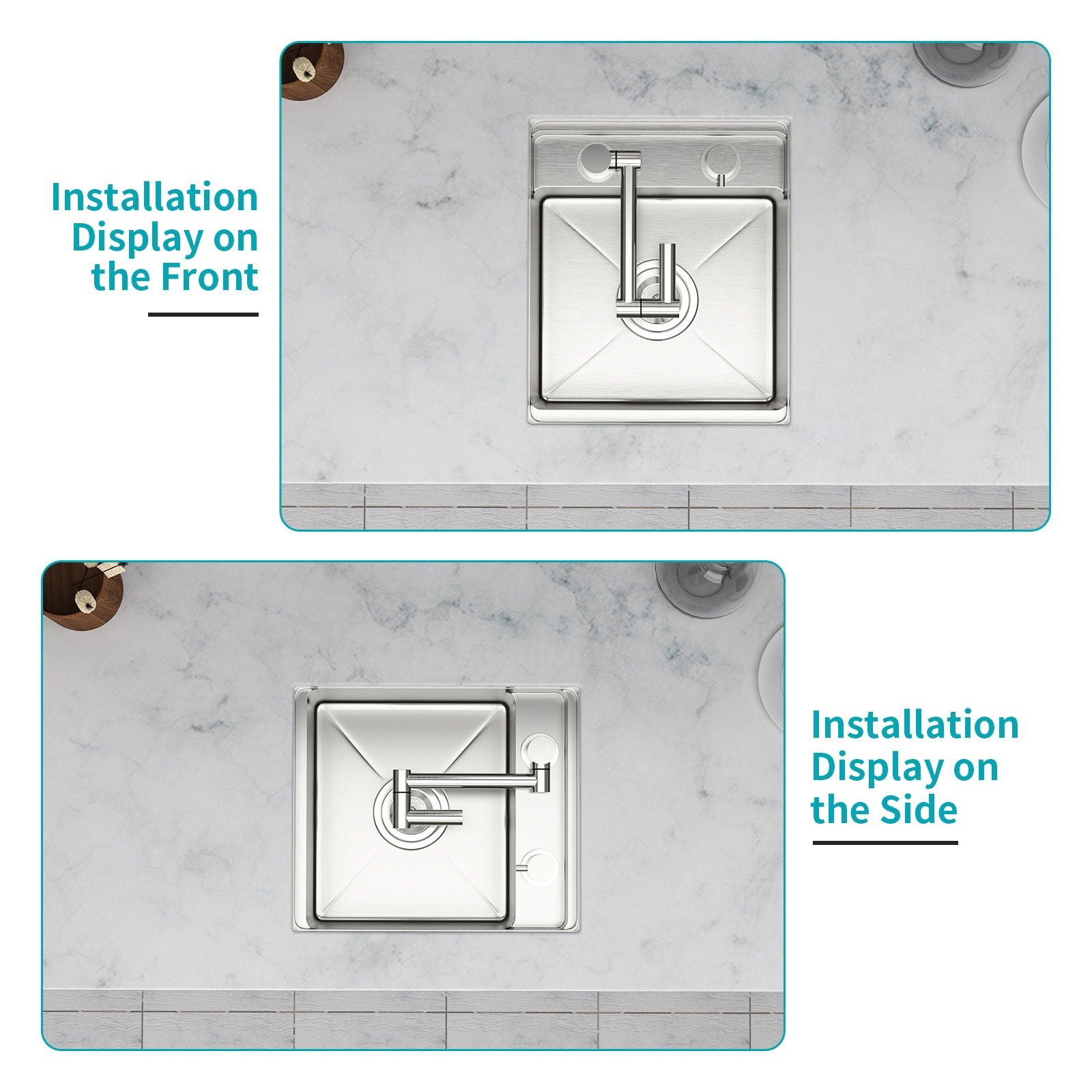 Modern Undermount Bar Sink With Folding Faucet