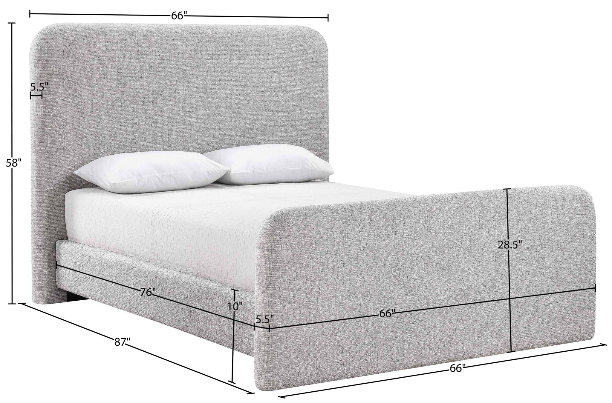 Fira - Linen Textured Fabric Upholstered Bed