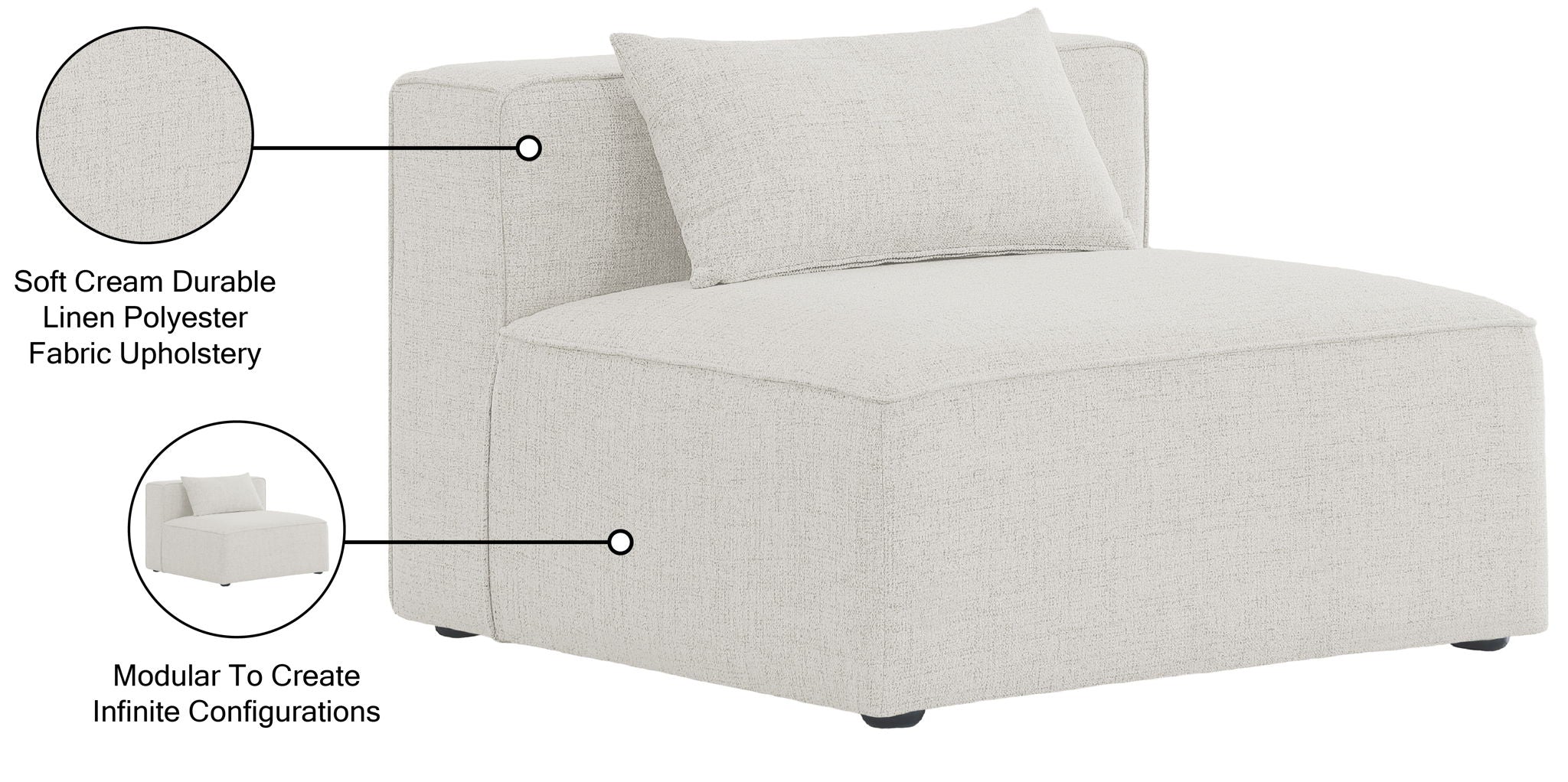 Cube - Linen Armless Chair