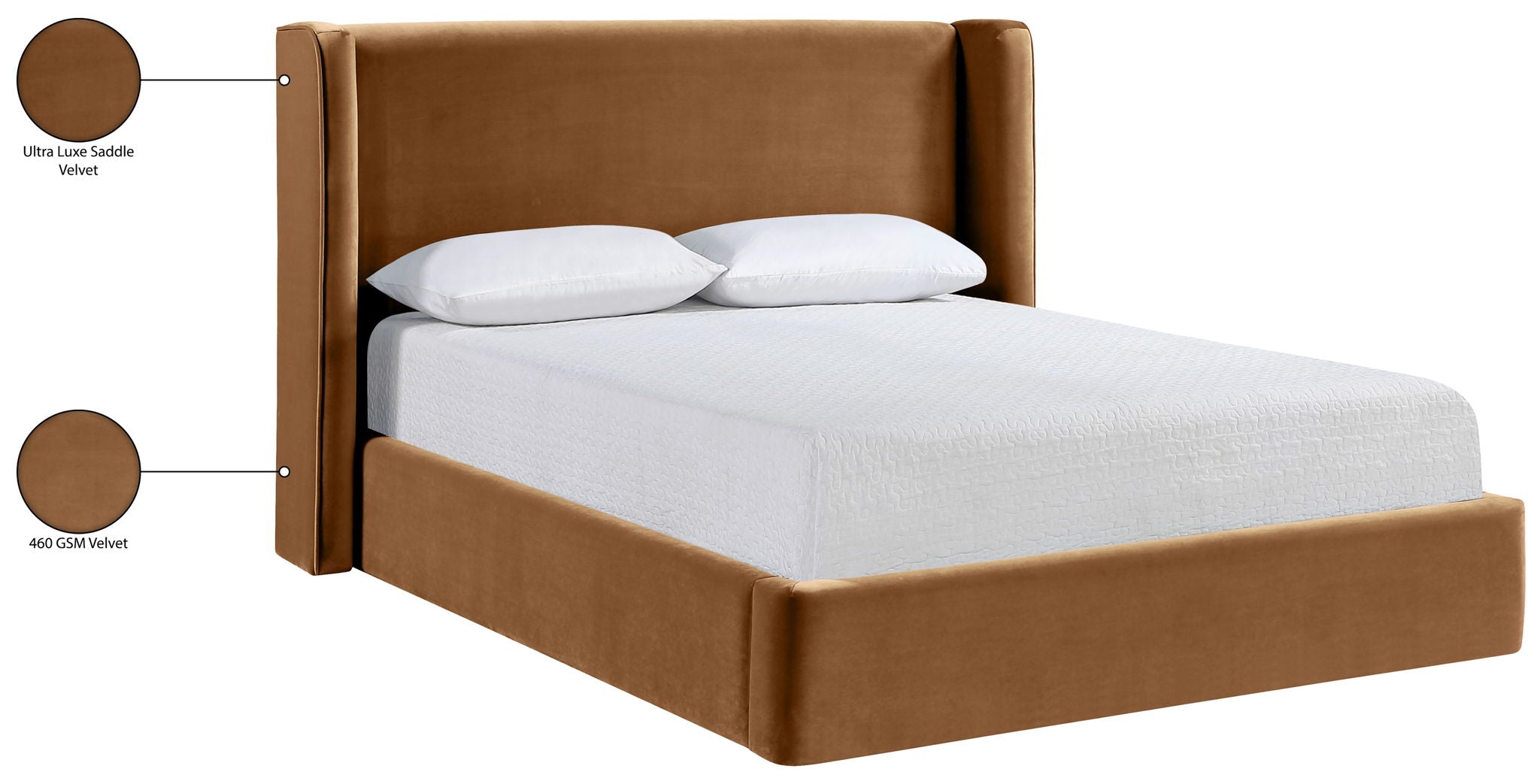 Kendall - Velvet Upholstered Bed - Saddle