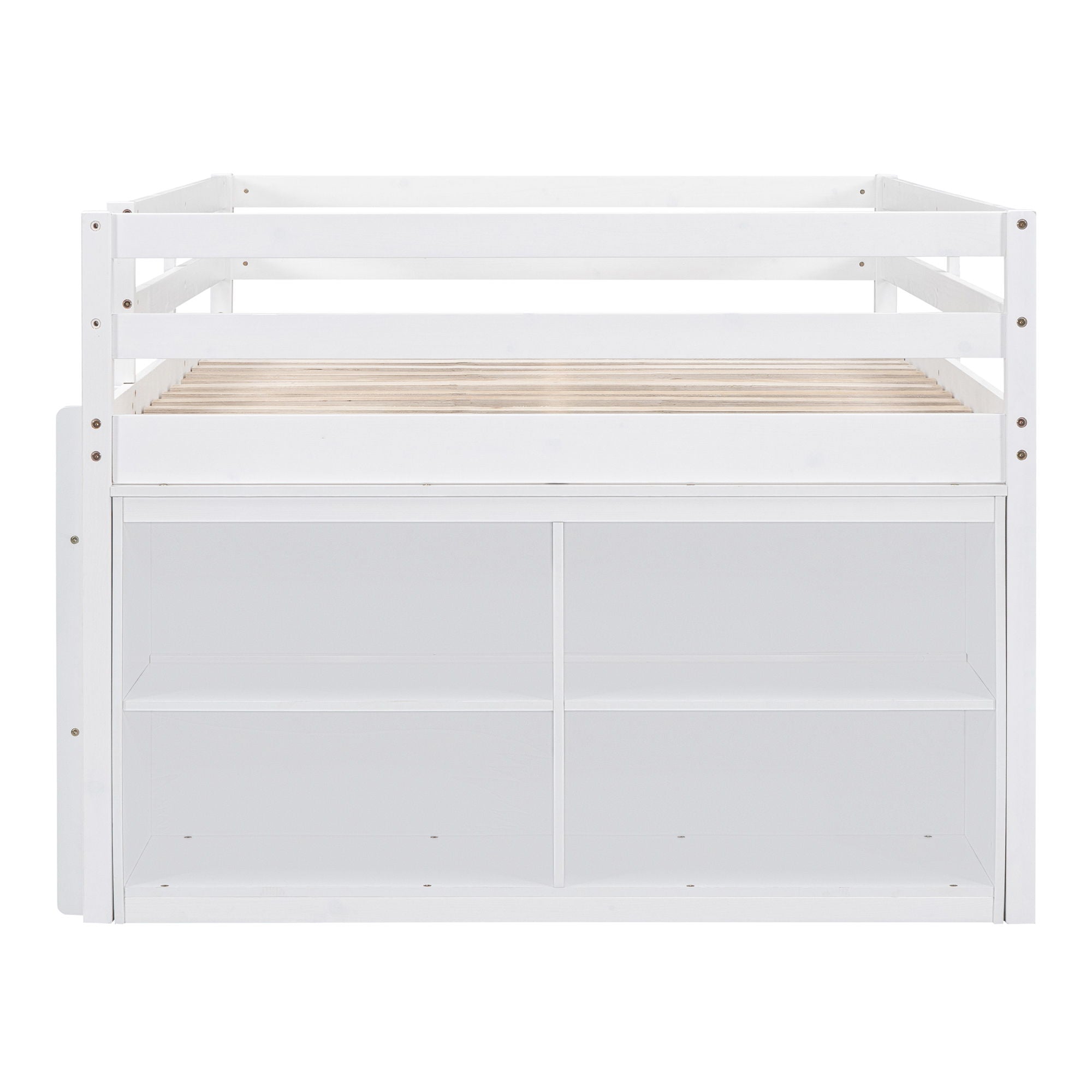 Loft Bed With Retractable Writing Desk And 4 Drawers, With Lateral Portable Desk And Shelves