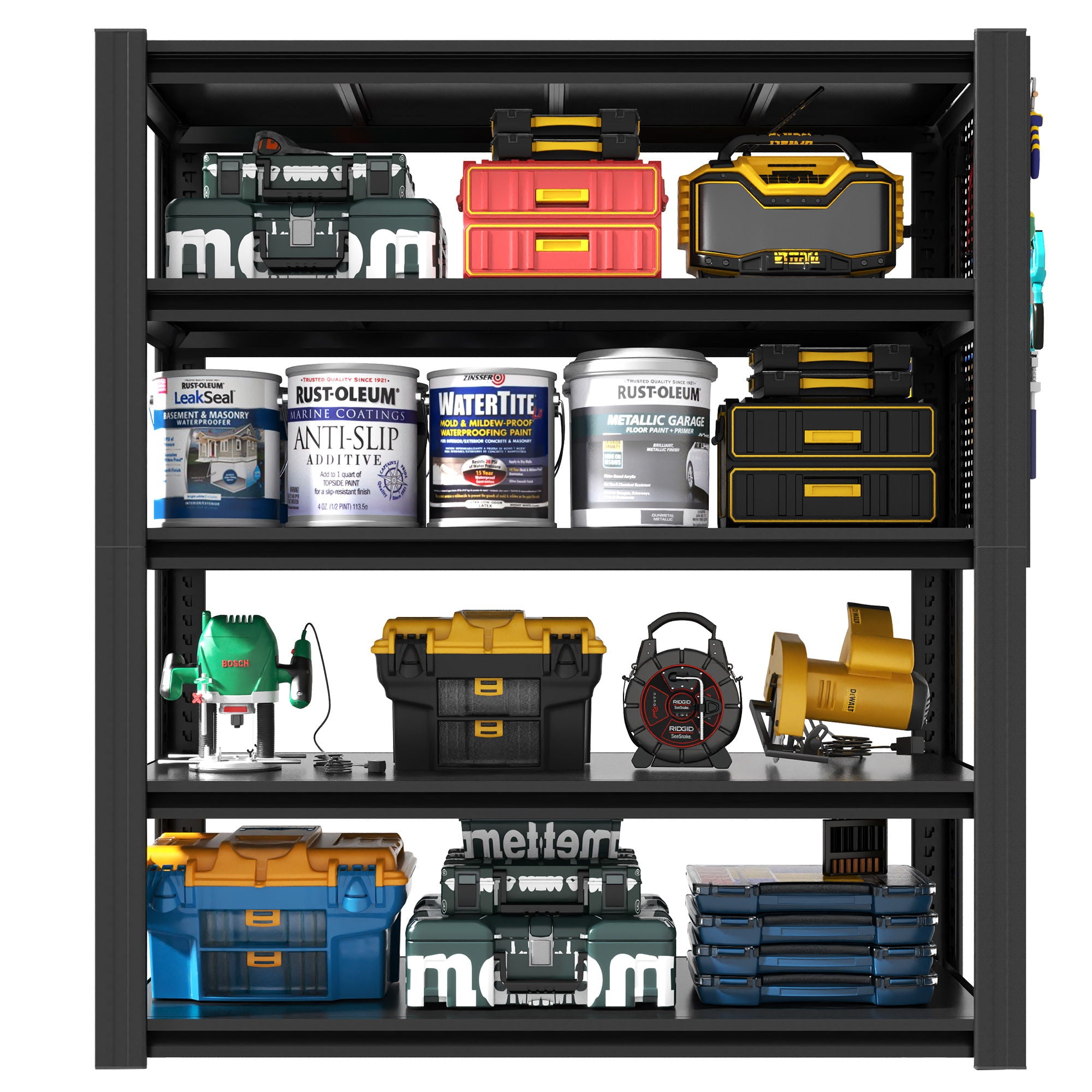 Industrial 5-Tier Adjustable Shelving Unit With Pegboard Heavy-Duty Storage