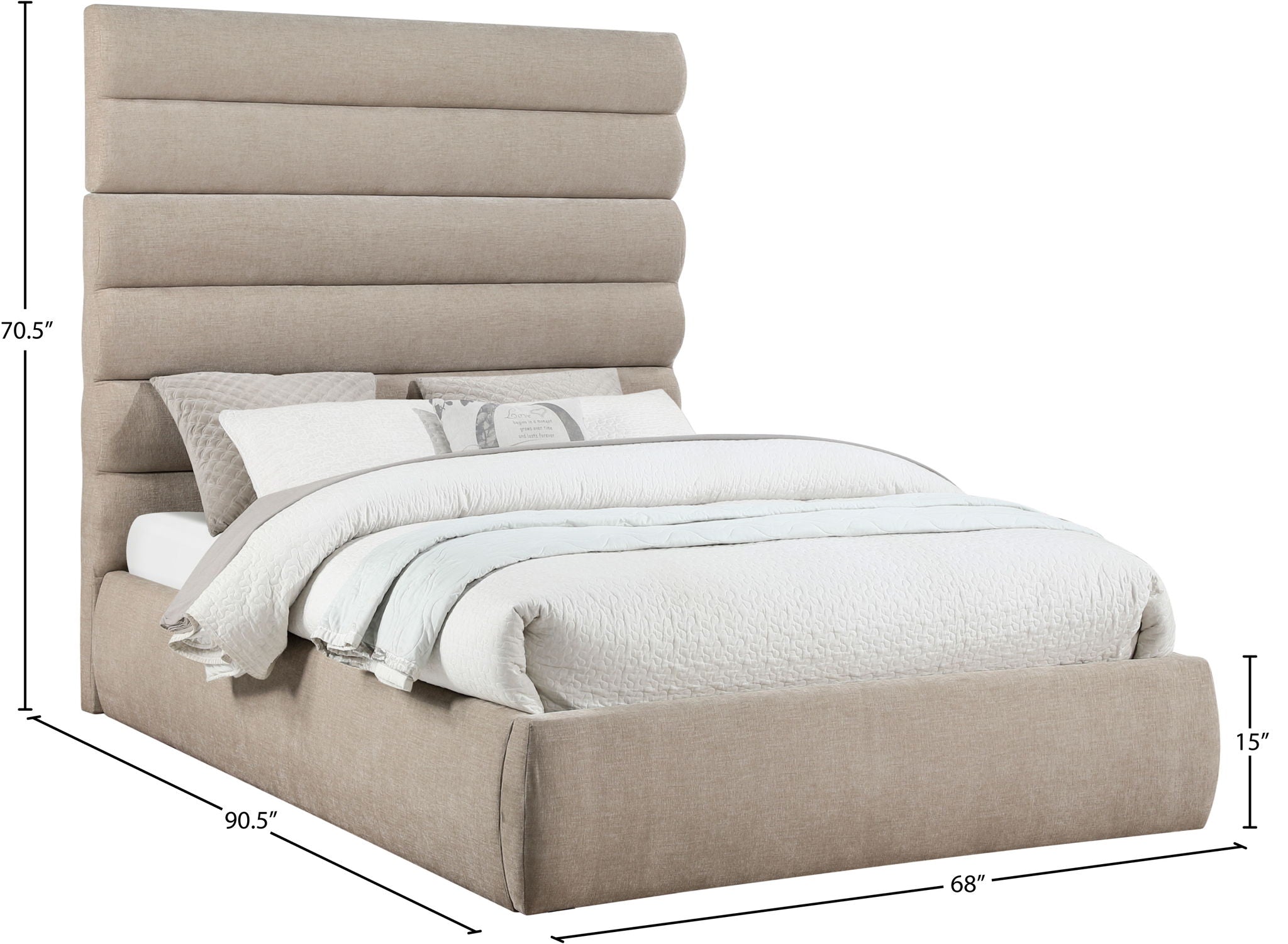 Adam - Chenille Fabric Bed With 70.5" Headboard