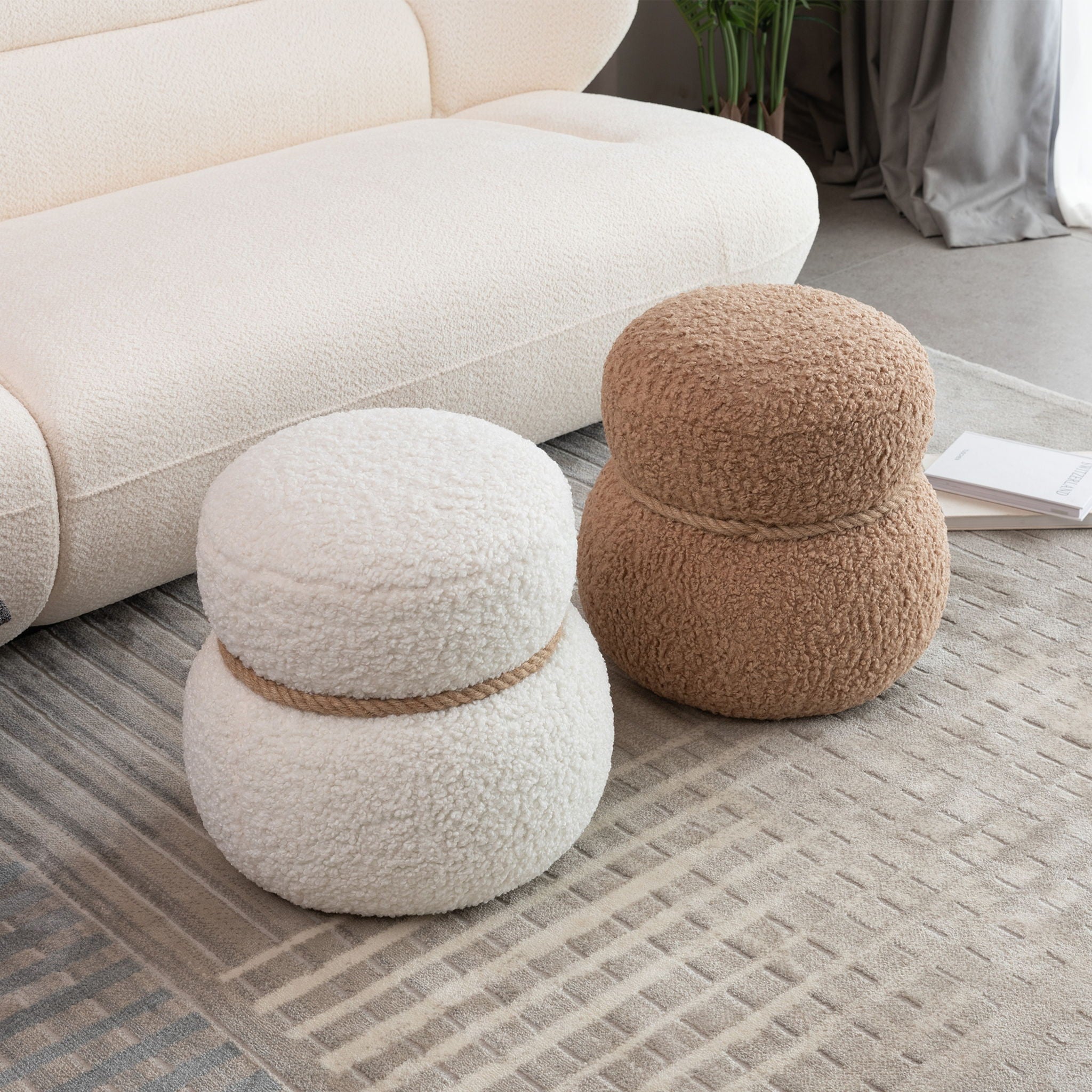 Snowman Stool With Cushion And Solid Wood Frame