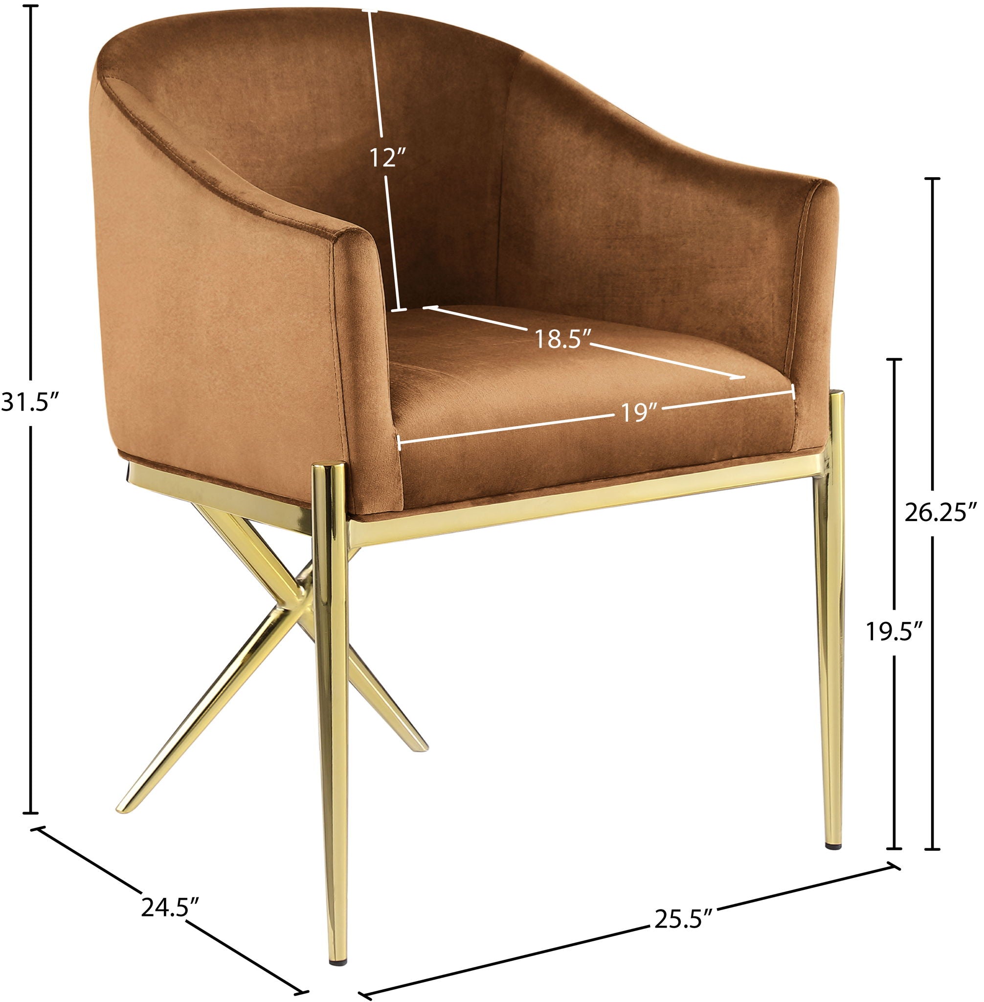 Xavier - Dining Chair with Gold Legs