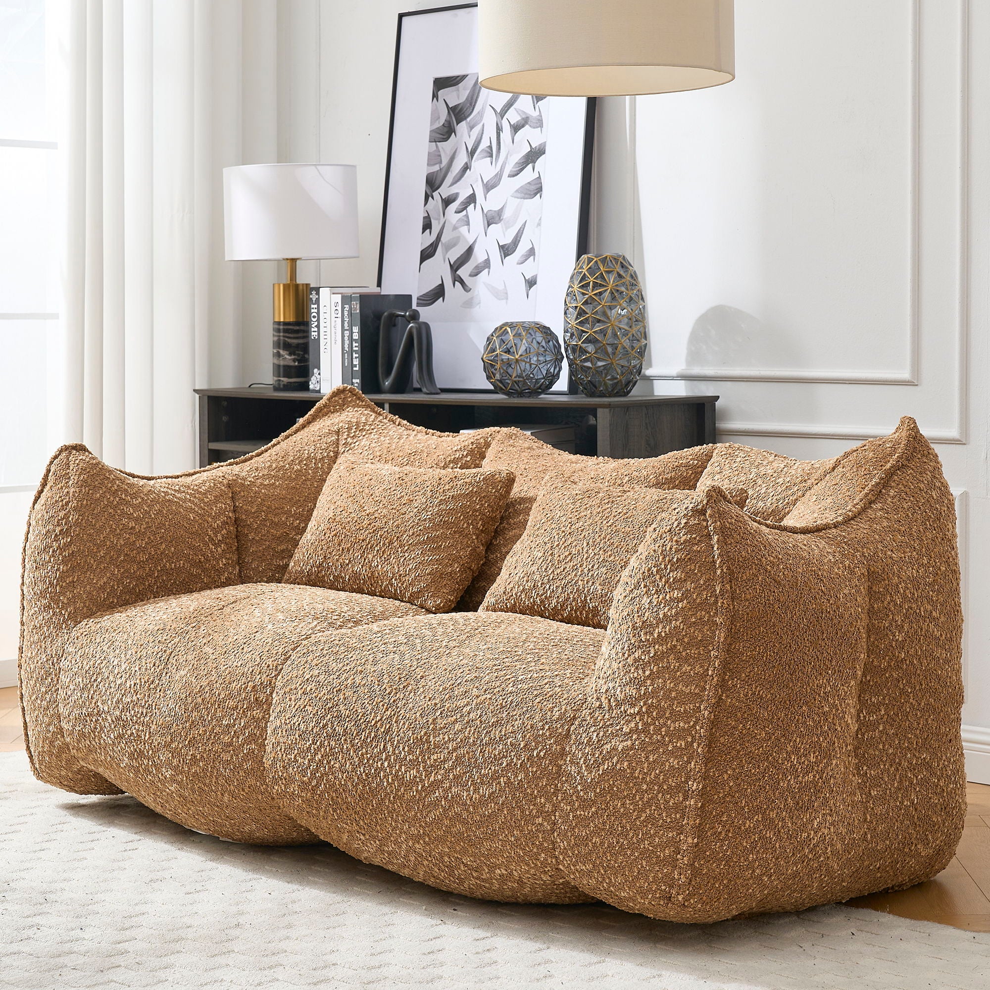 Comfortable Dual Beanbag Chair With High Resilience Foam Core For 2 People