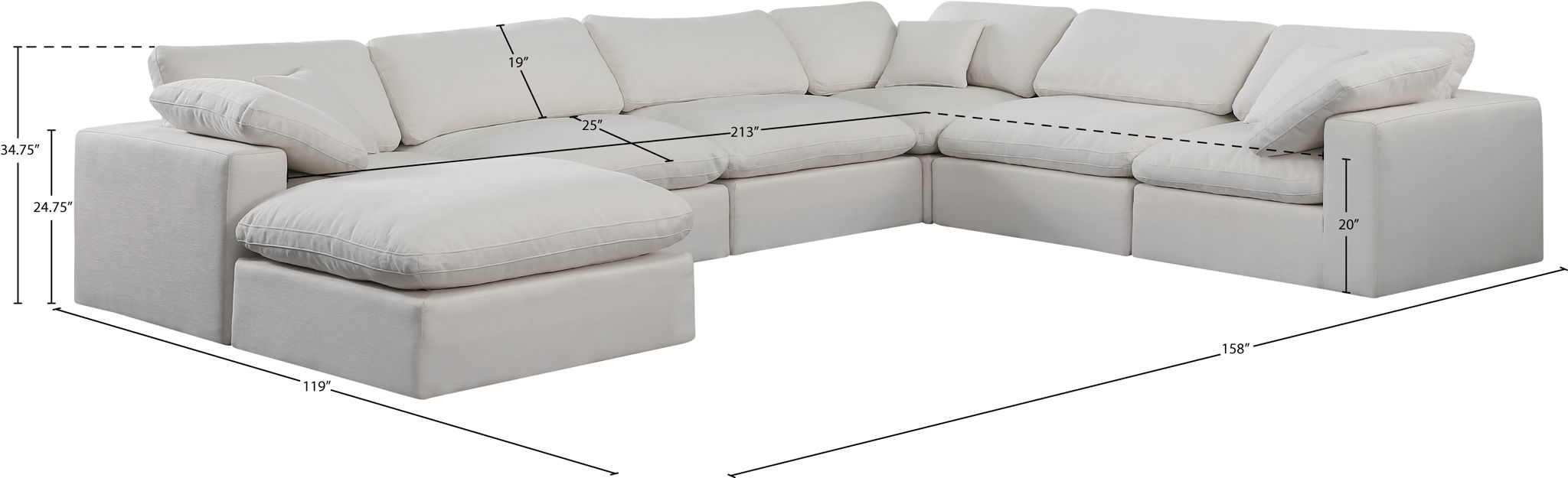 Comfy - 7 Piece Linen Modular Sectional With Chaise