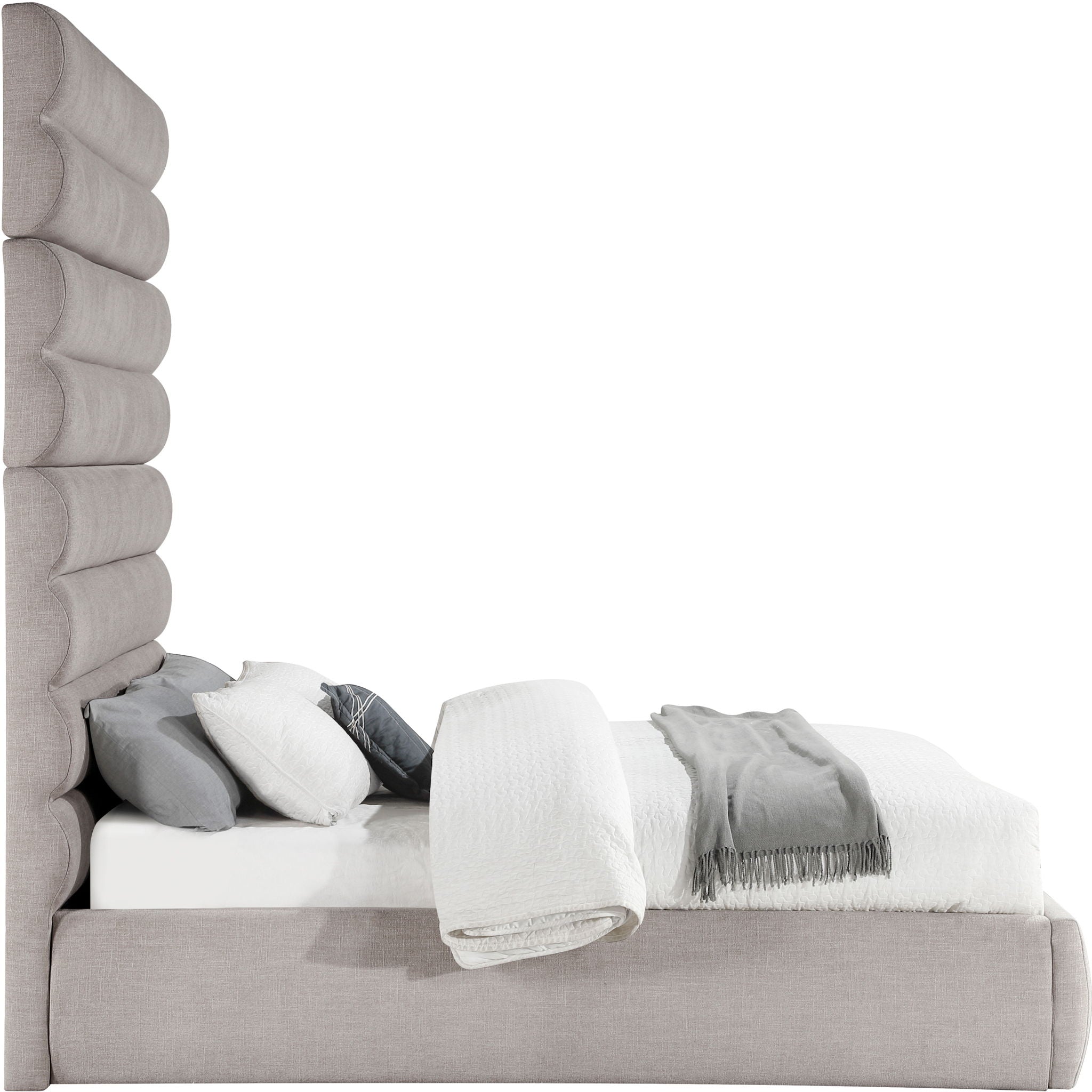 Adam - Linen Fabric Bed With 89" Headboard