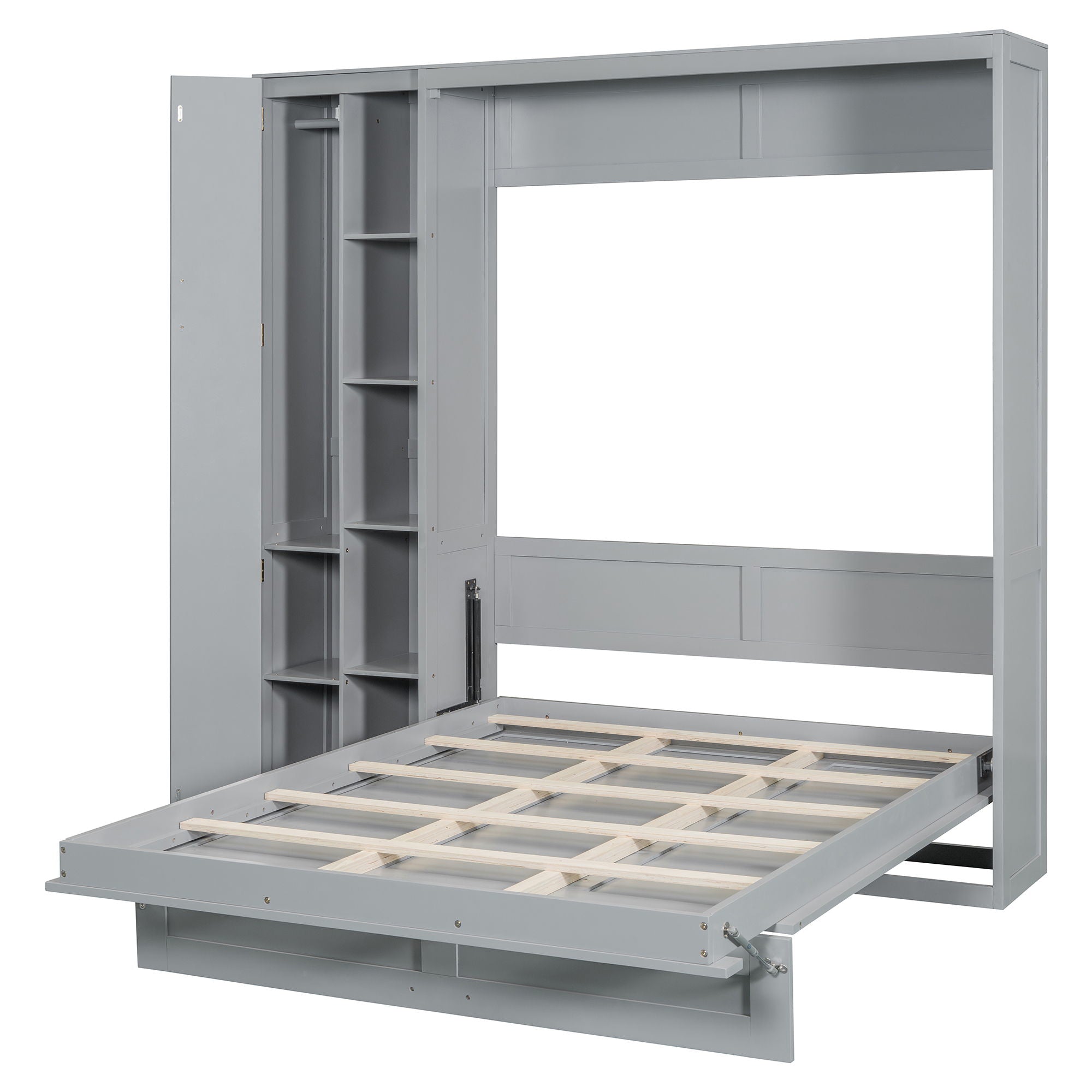 Murphy Wall Bed With Shelves, Wardrobe And LED Lights
