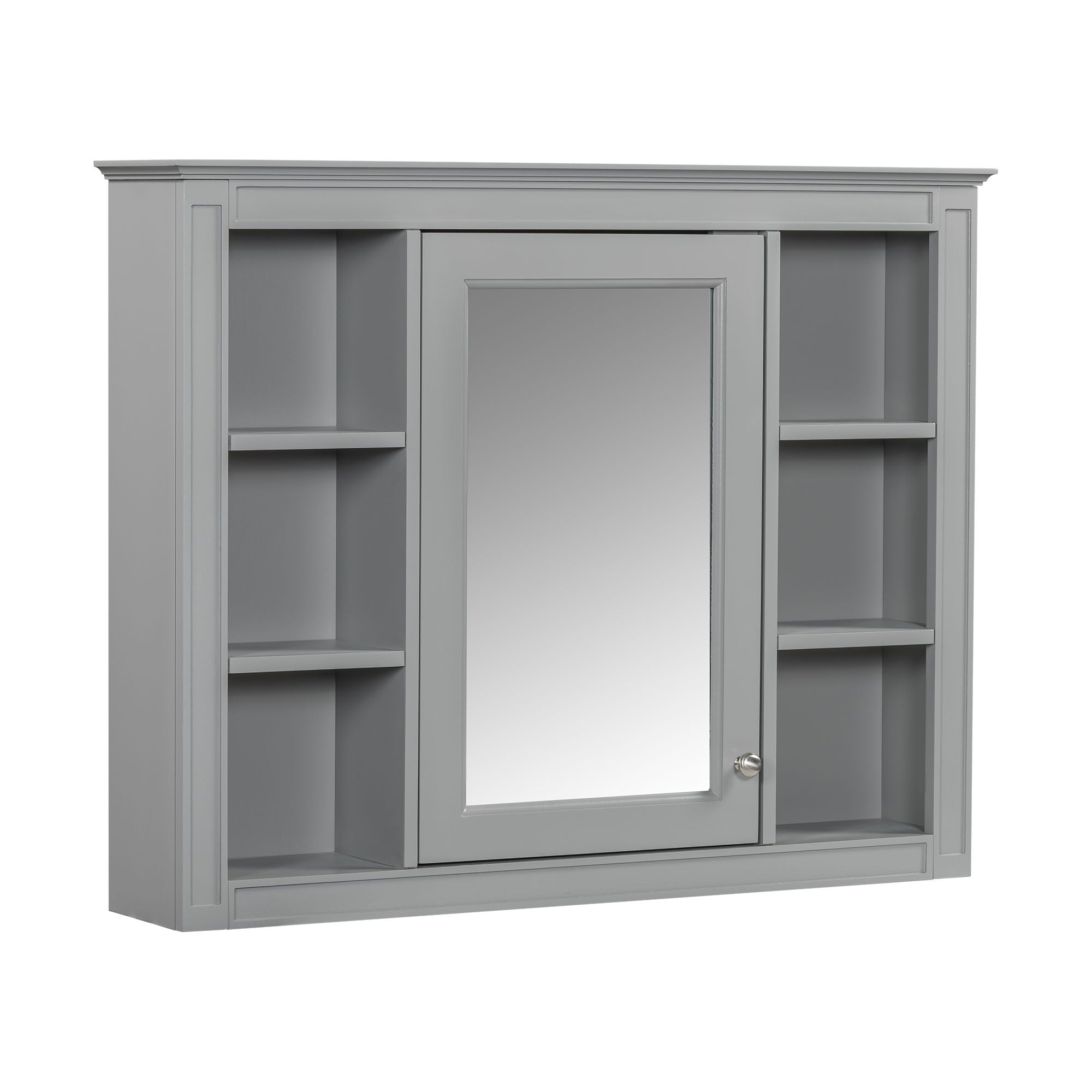 Bathroom Vanity With Mirror Cabinet, Single Sink With 2 Soft Closing Doors And 4 Drawers