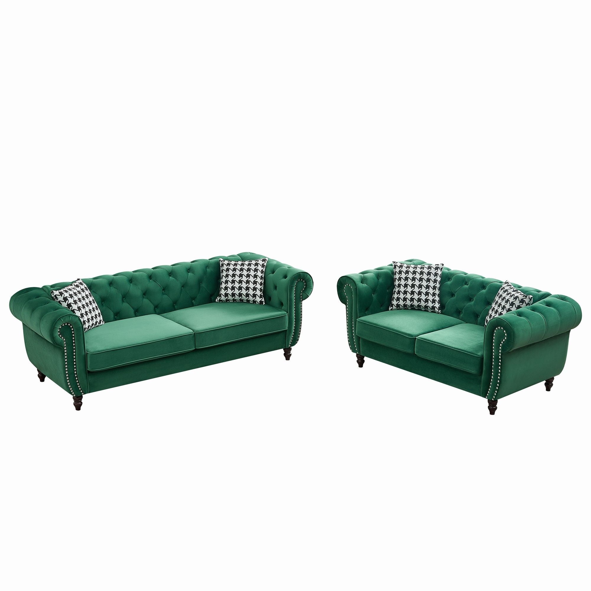 Chesterfield Set With Roll Armrest & Nailhead