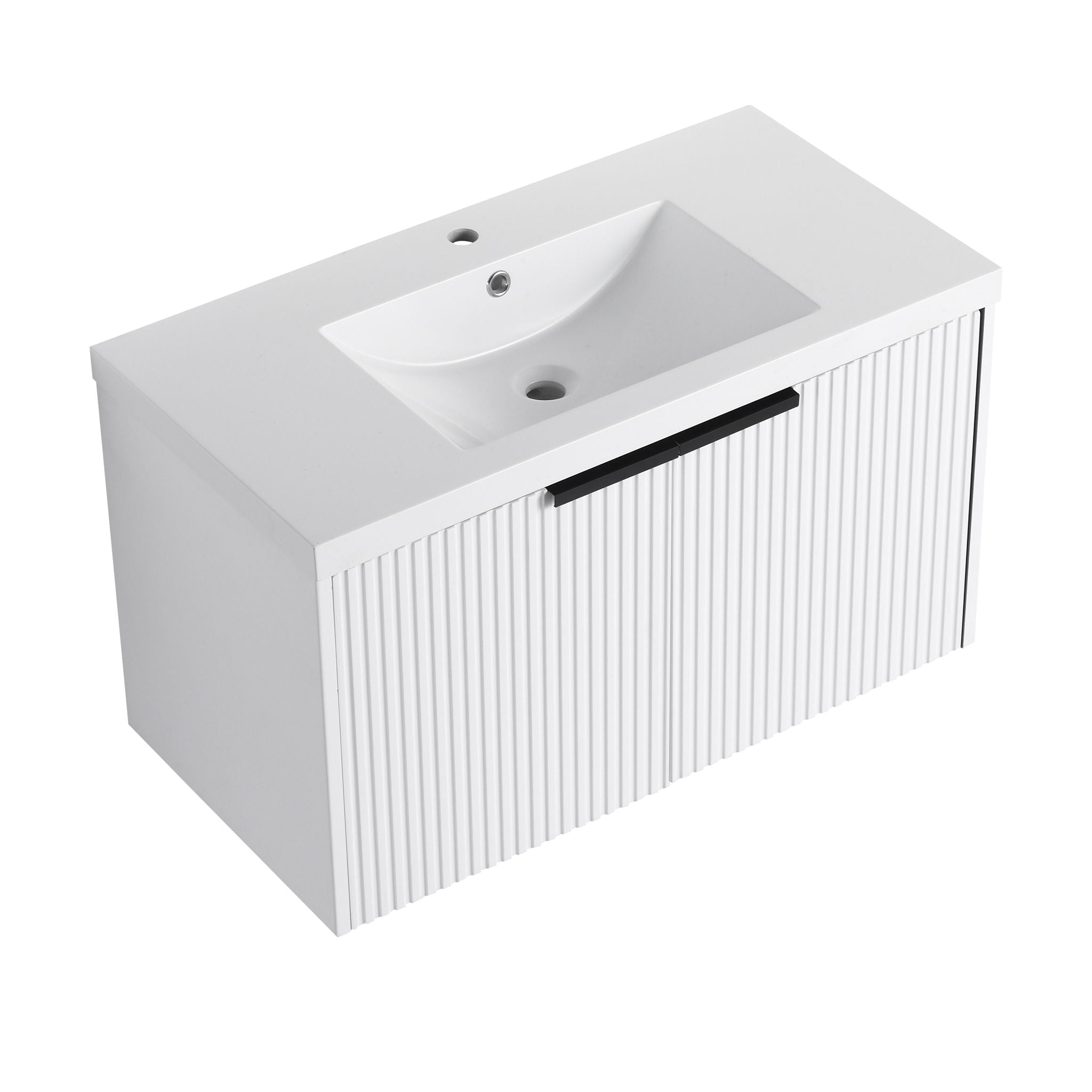 Contemporary Wall Mounted Bathroom Vanity With Resin Double Sink