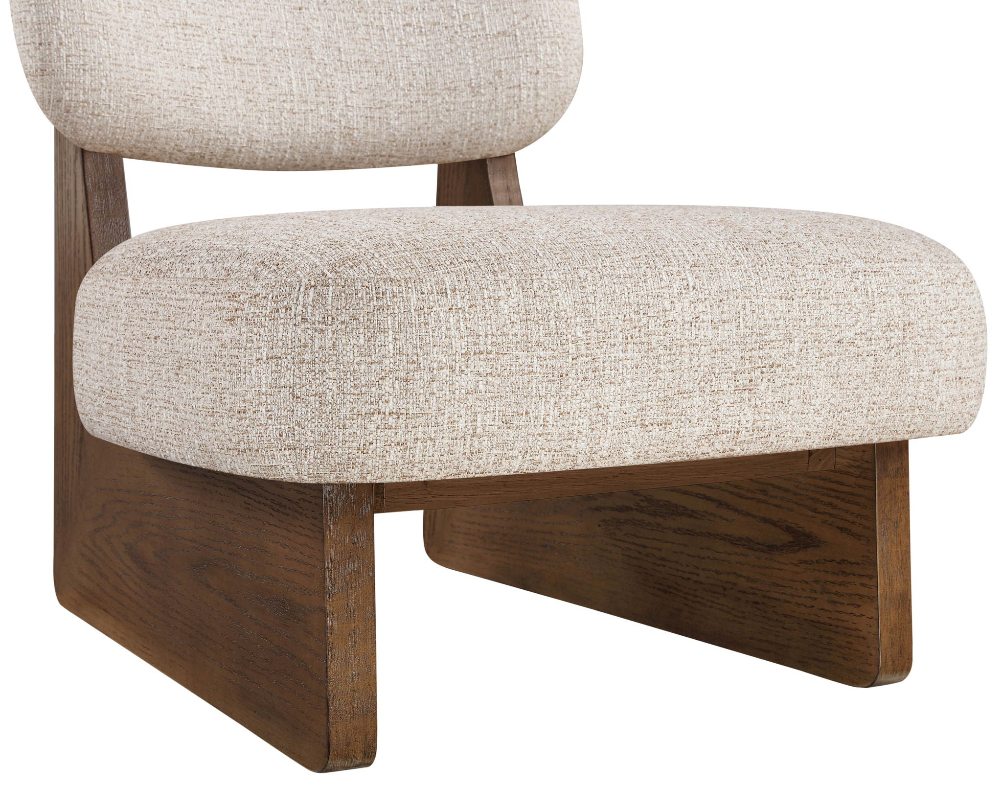 Vetra - Linen Textured Fabric Upholstered Accent Chair With Brown Base