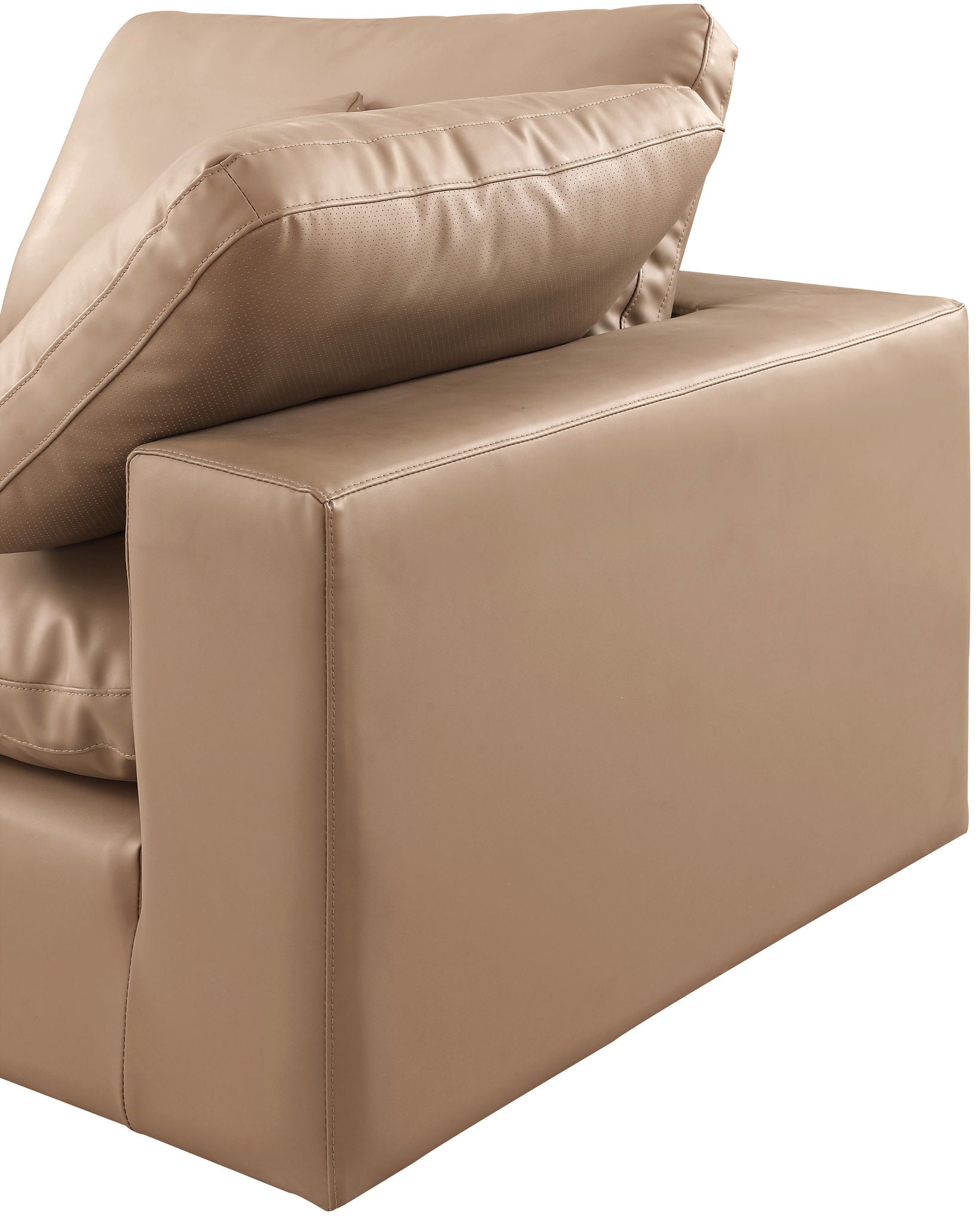 Comfy - 5 Piece Faux Leather Modular Sectional With Chaise - Tan