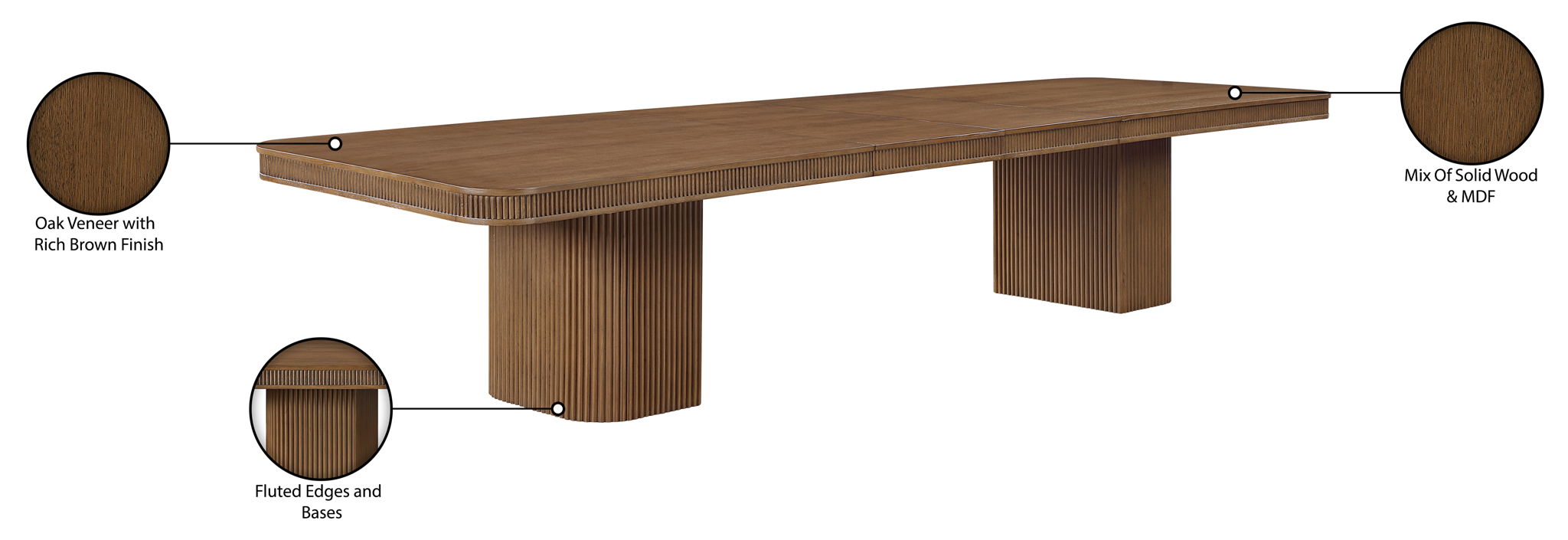 Mohari - Solid Wood And Oak Veneer 112" / 160" Dining Table