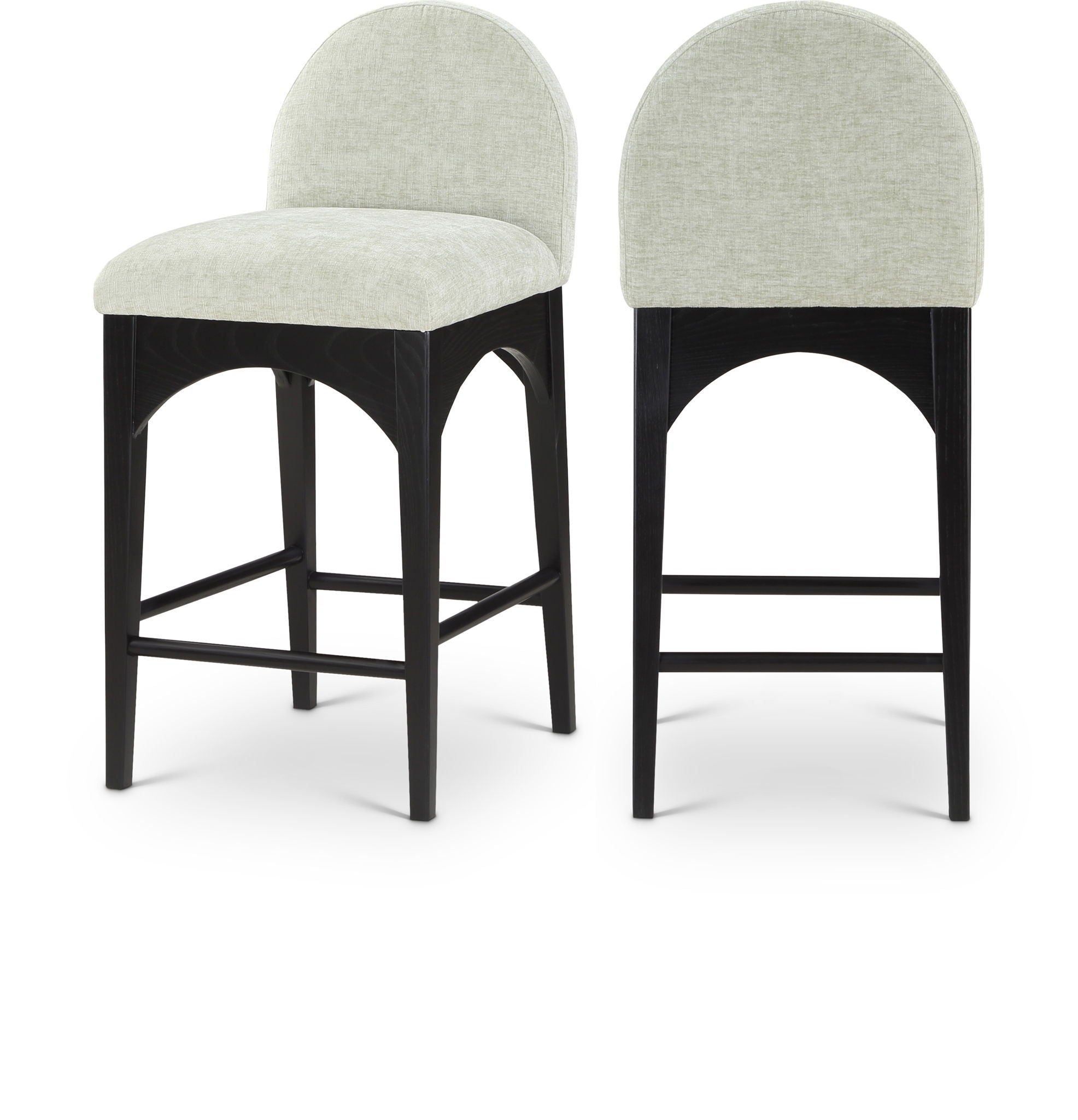 Waldorf - Chenille Stool With Black Legs