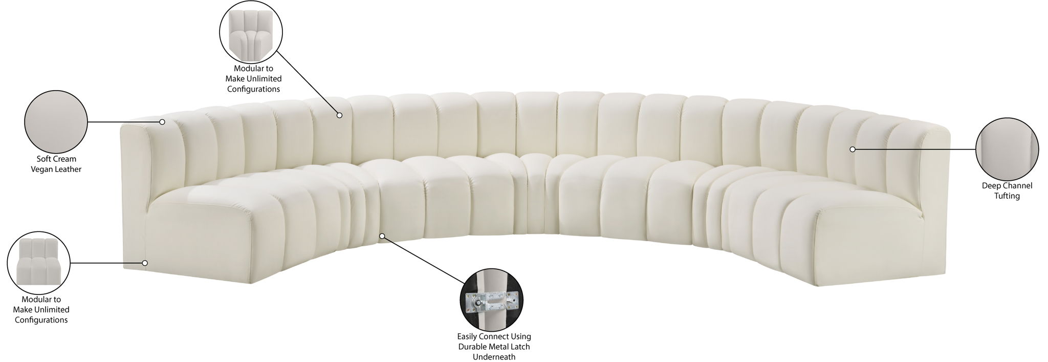 Arc - Faux Leather 7 Piece U-Shaped Modular Sofa