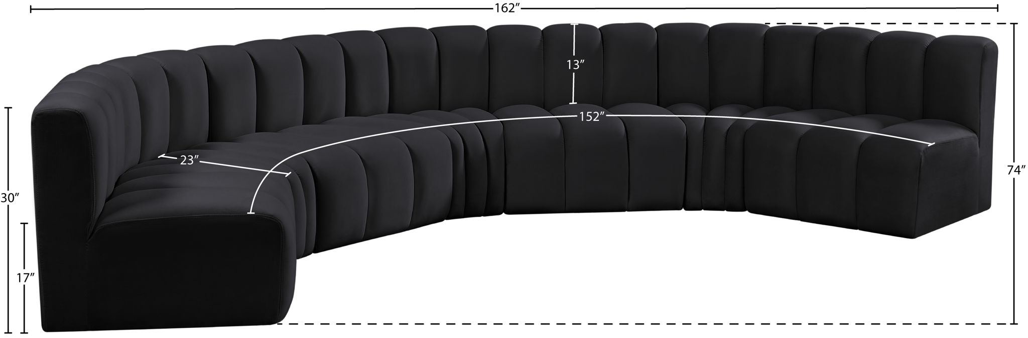 Arc - Velvet 7 Piece U-Shaped Modular Sofa