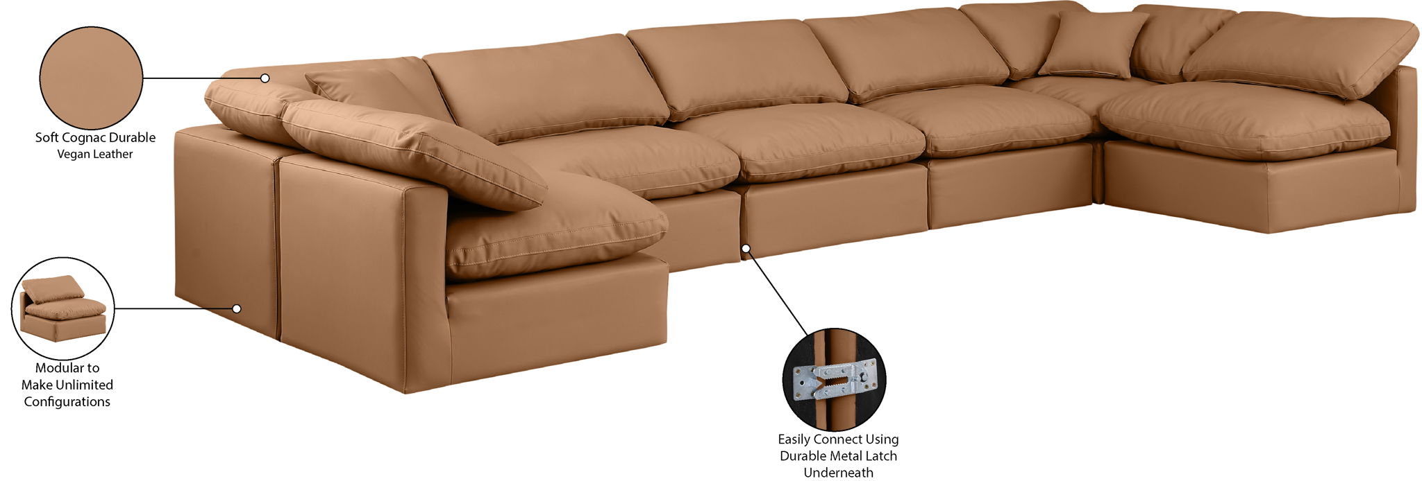 Indulge - Faux Leather 7 Piece Modular U-Shaped Sectional
