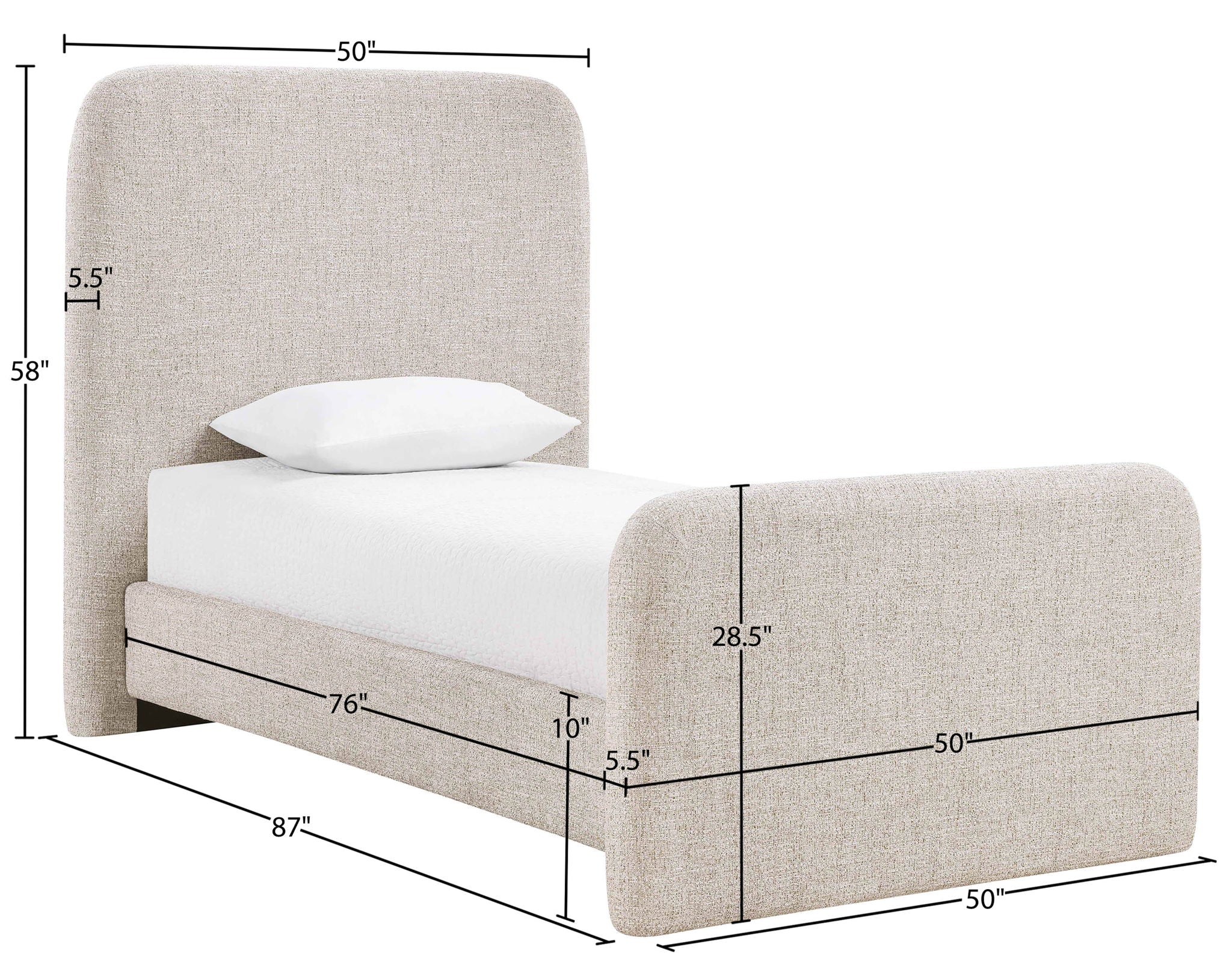 Fira - Linen Textured Fabric Upholstered Bed