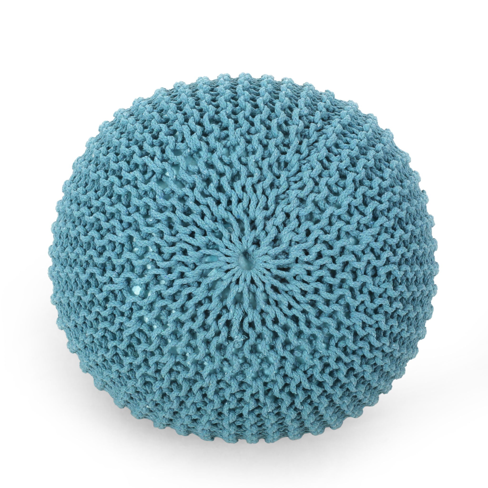 Moro - Knitted Round Pouf With Pumpkin Shape