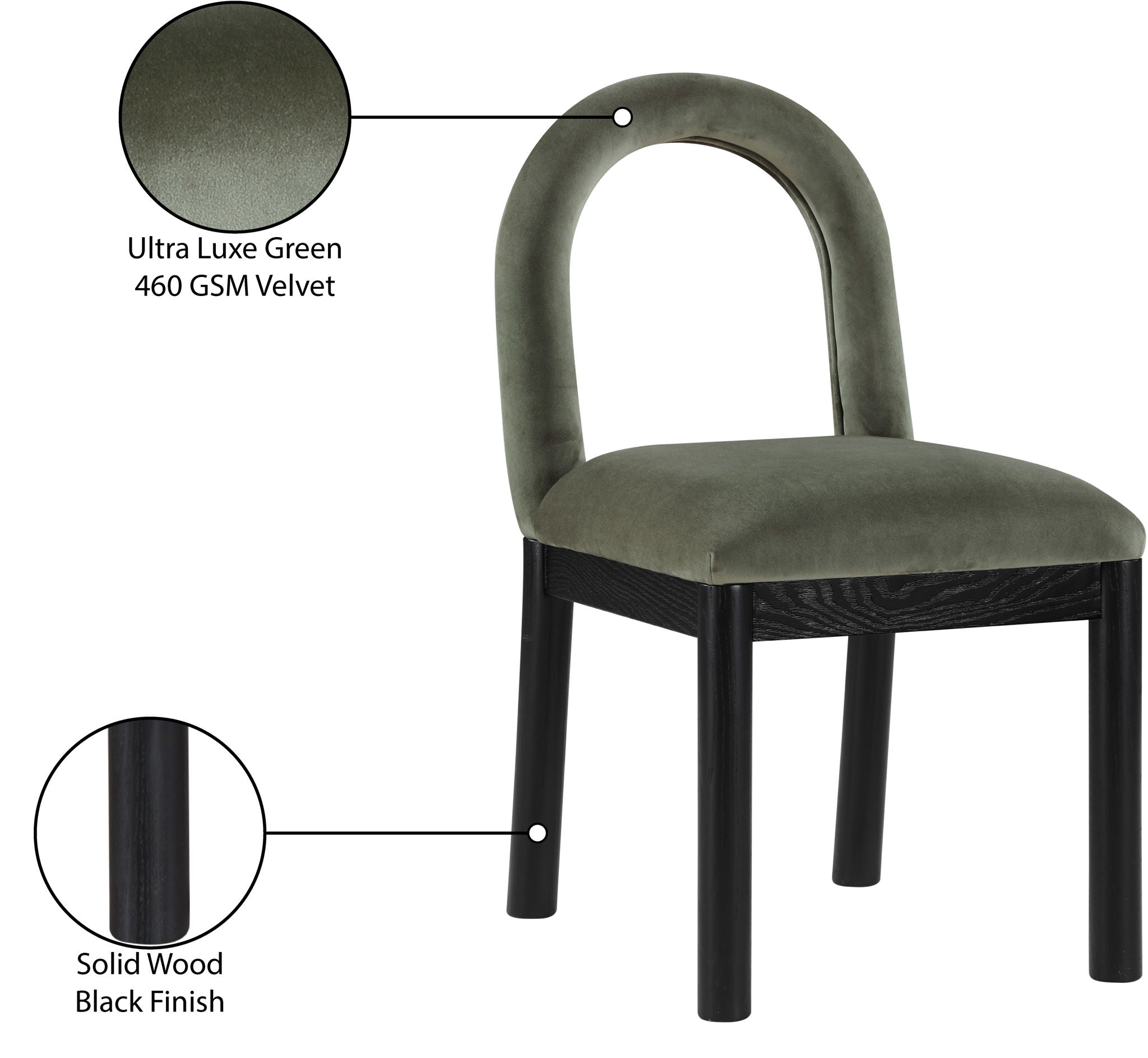 Conrad - Velvet Dining Chair With Black Legs