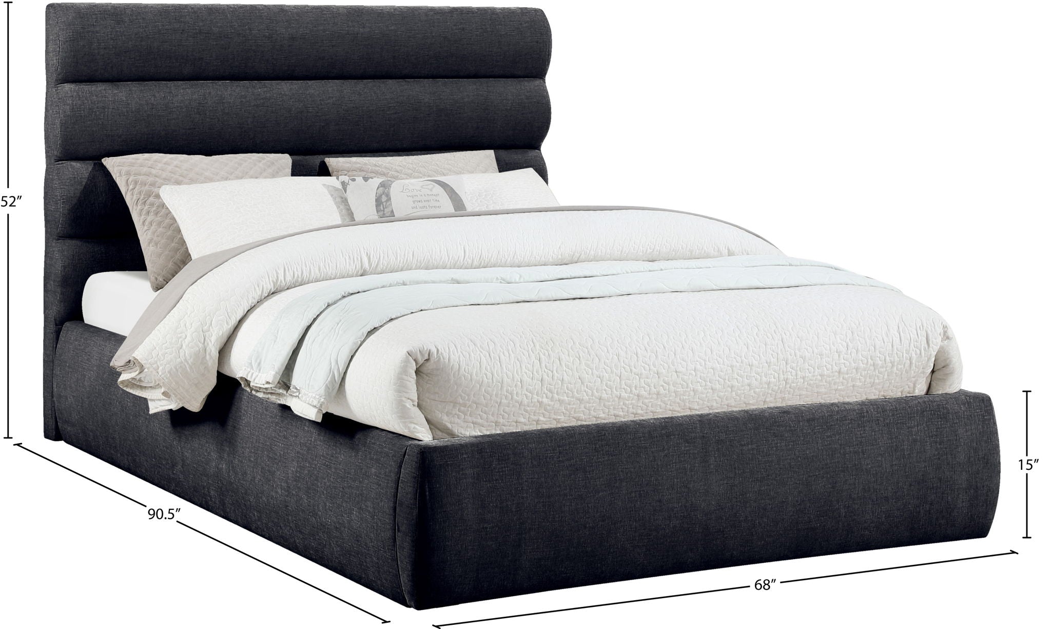 Adam - Chenille Fabric Bed With 52" Headboard