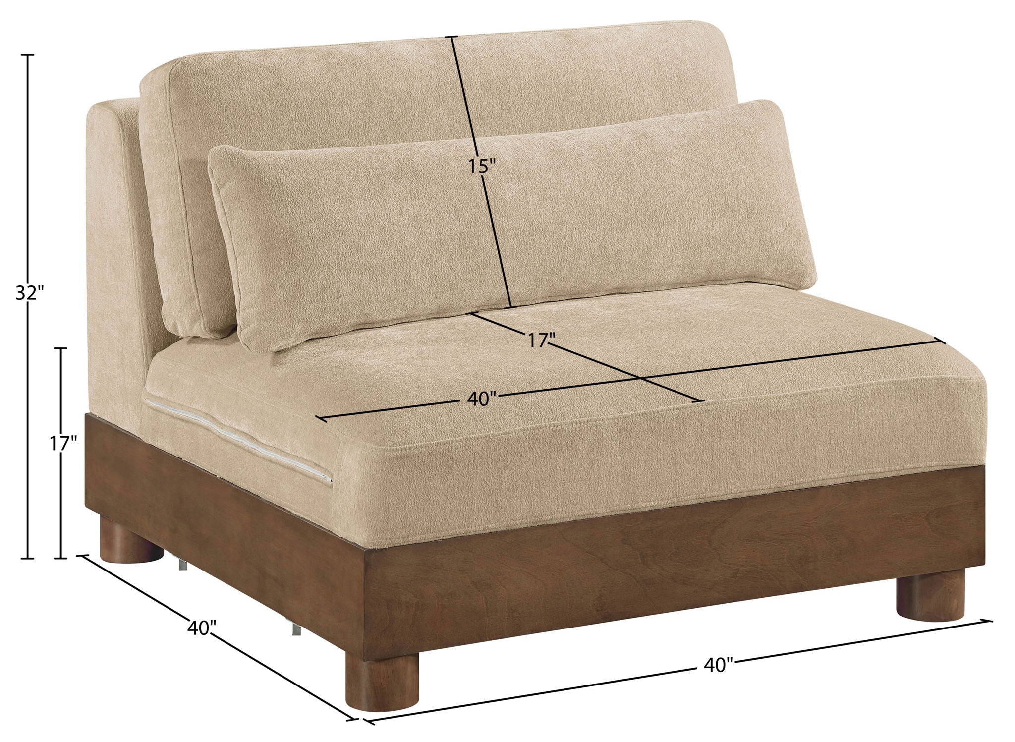Turin - Chenille Fabric Upholstered Modular Armless Chair