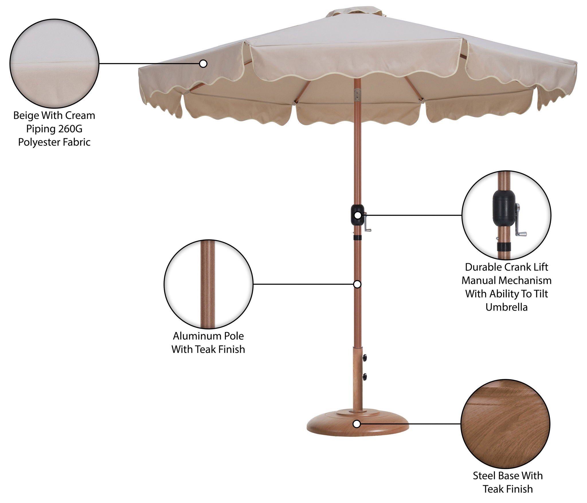 Amalfi - Patio Umbrella - Light Brown Base / Light Brown Pole